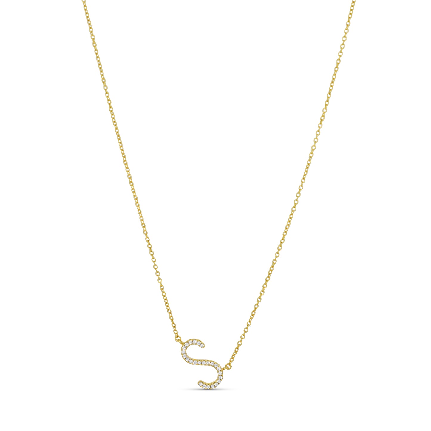 Classic Sideways Initial Necklace in Gold from Alexandra Marks Jewelry