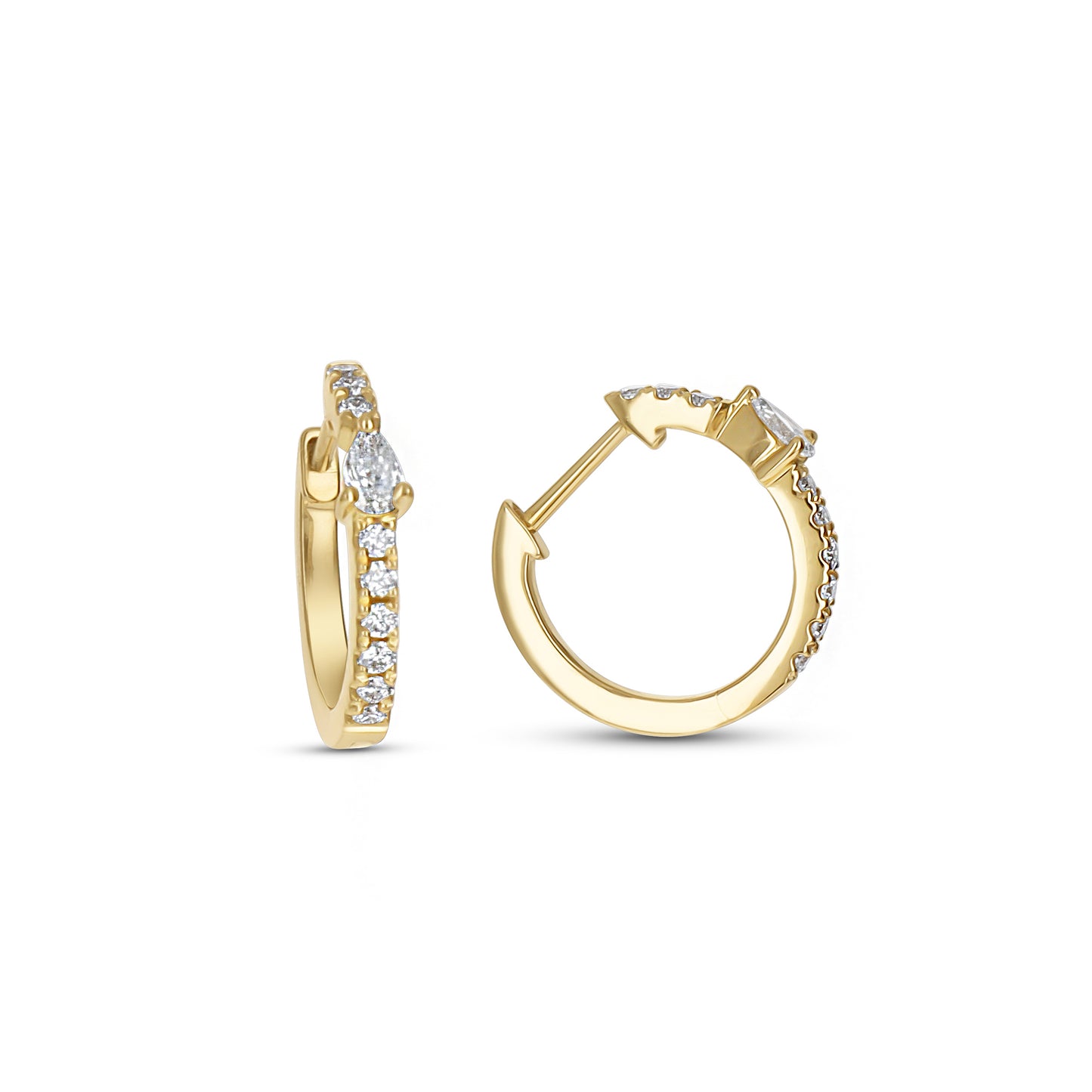 Dainty Diamond Hoop Earrings in 14kt Yellow Gold