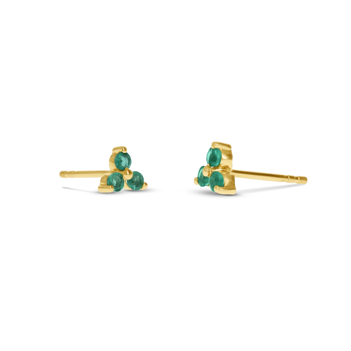 Emerald Birthstone Stud Earrings in Gold