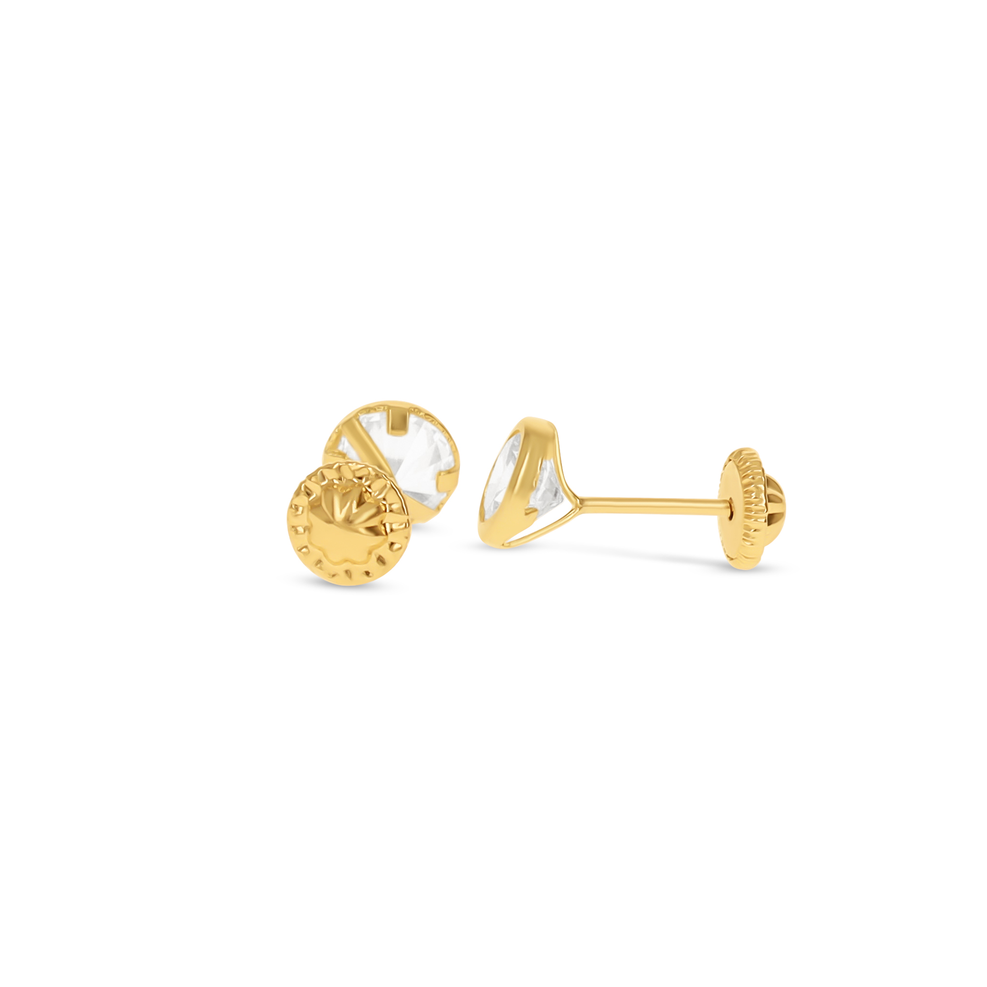 Screw Back CZ 14kt Yellow Gold Stud Earrings | Alexandra Marks Jewelry