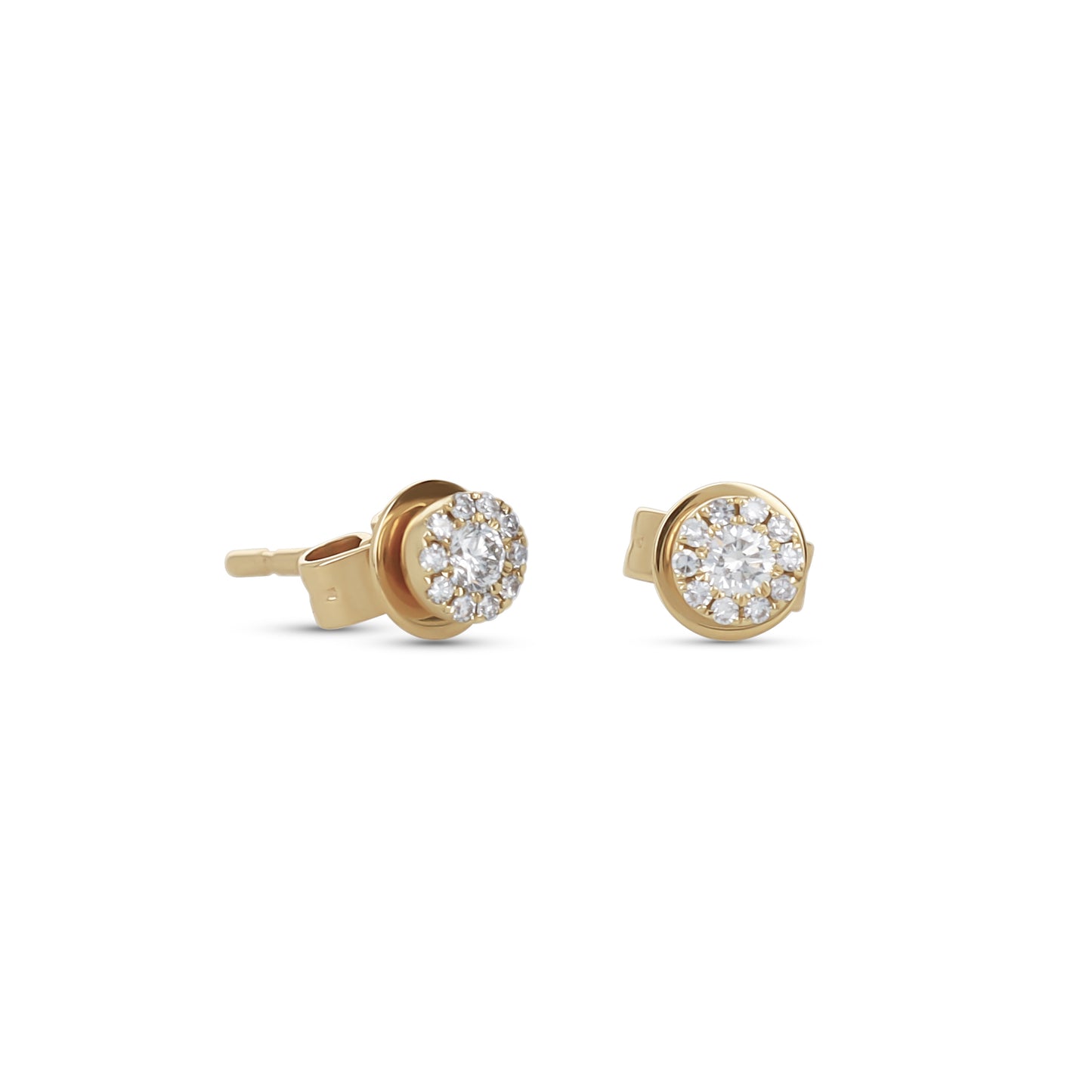 Mini Diamond Halo Stud Earrings in 14kt Gold | Alexandra Marks Jewelry