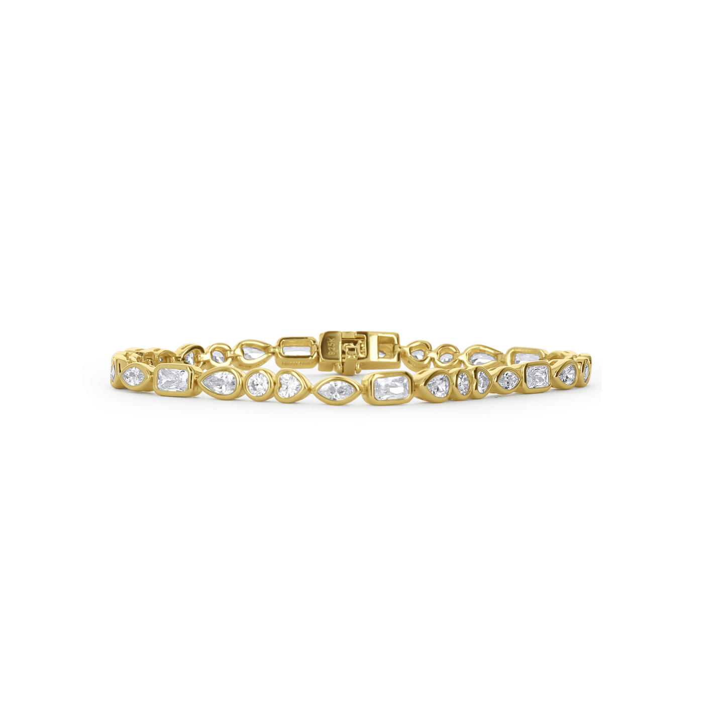 Mixed CZ Stone Crystal Look Bracelet in gold
