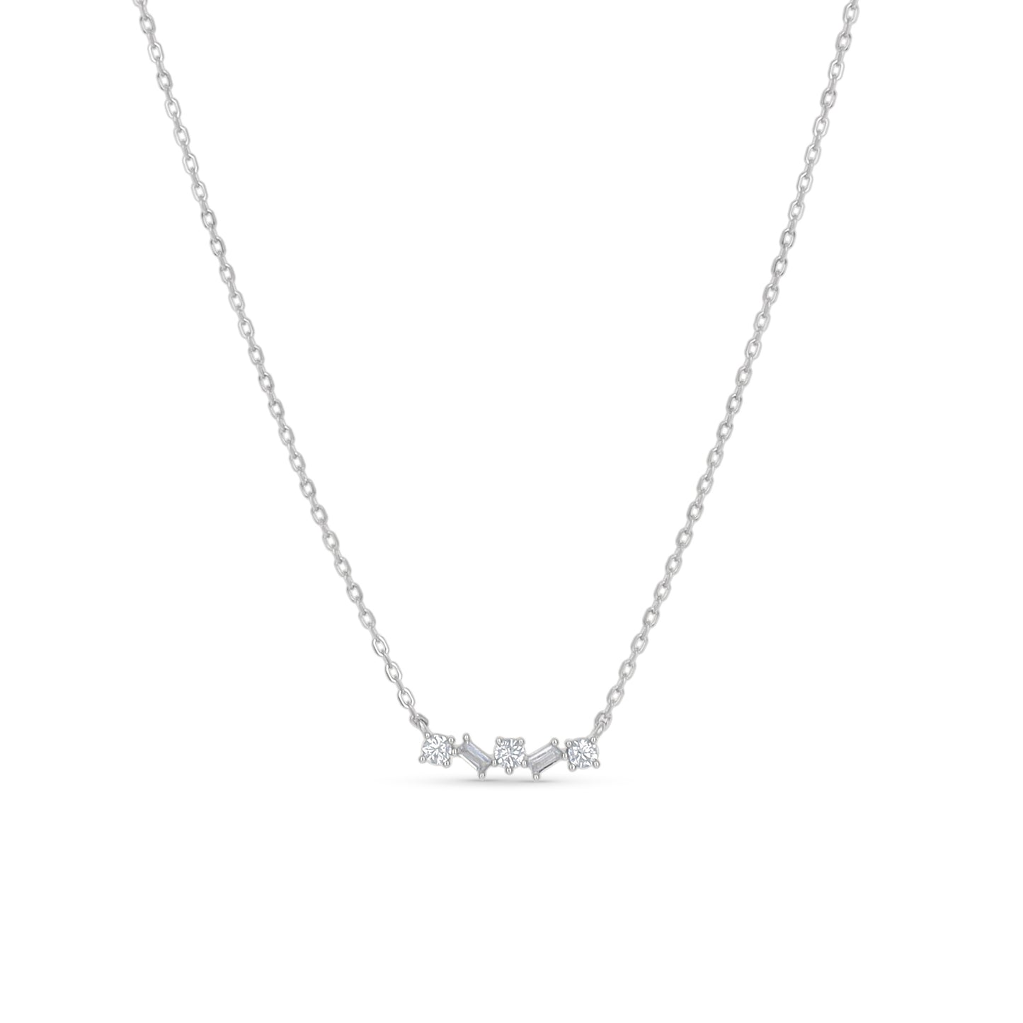 Mixed CZ Bar Necklace in Sterling Silver from Alexandra Marks Jewelry
