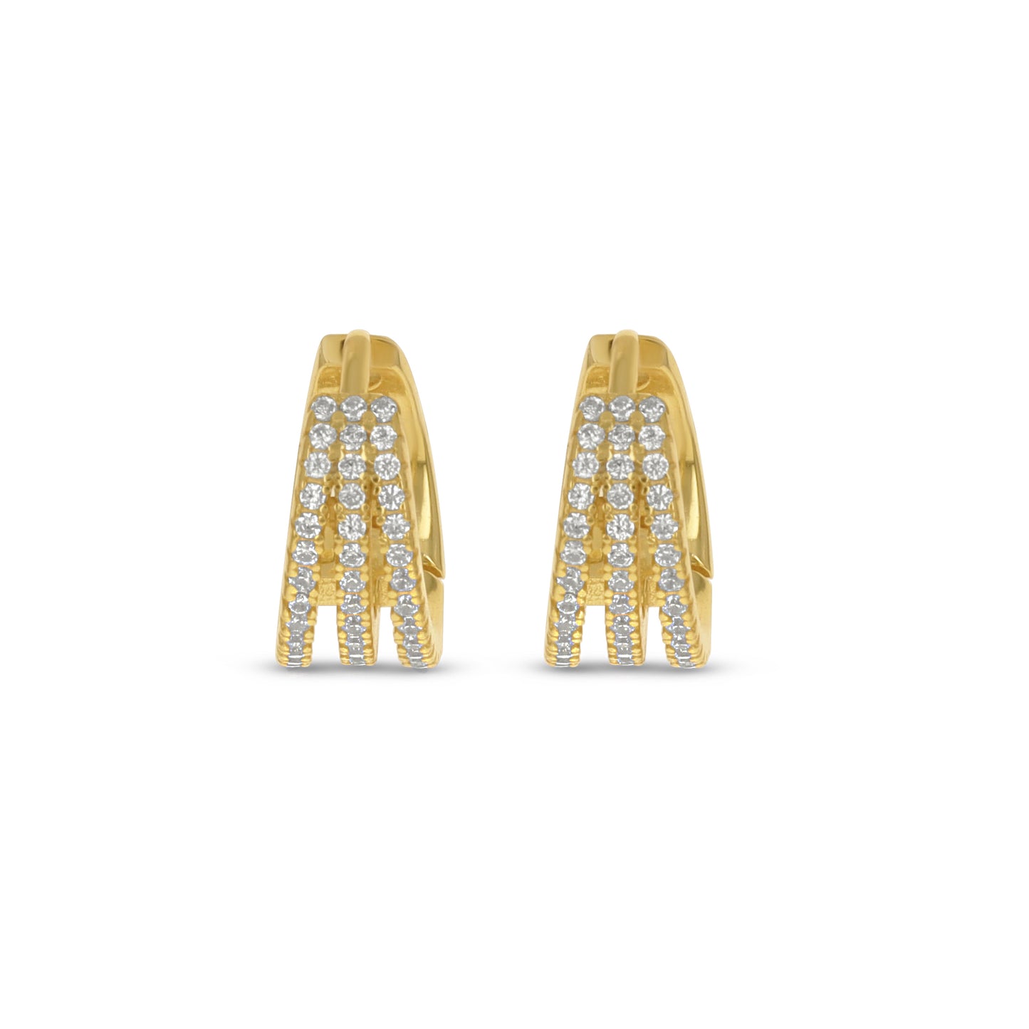 Bold CZ Huggie Hoop Earrings in Gold
