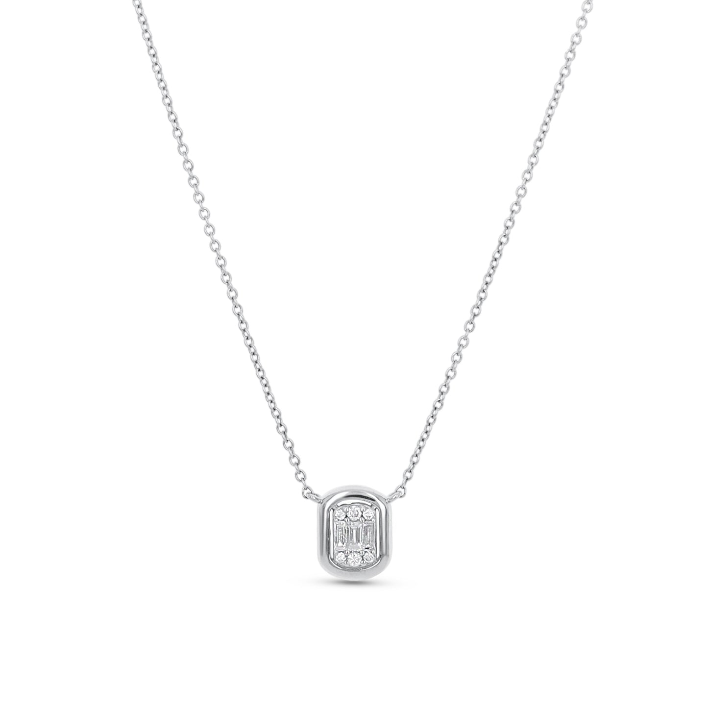 Modern Diamond Oval Pendant in 14kt White Gold - Alexandra Marks Jewelry