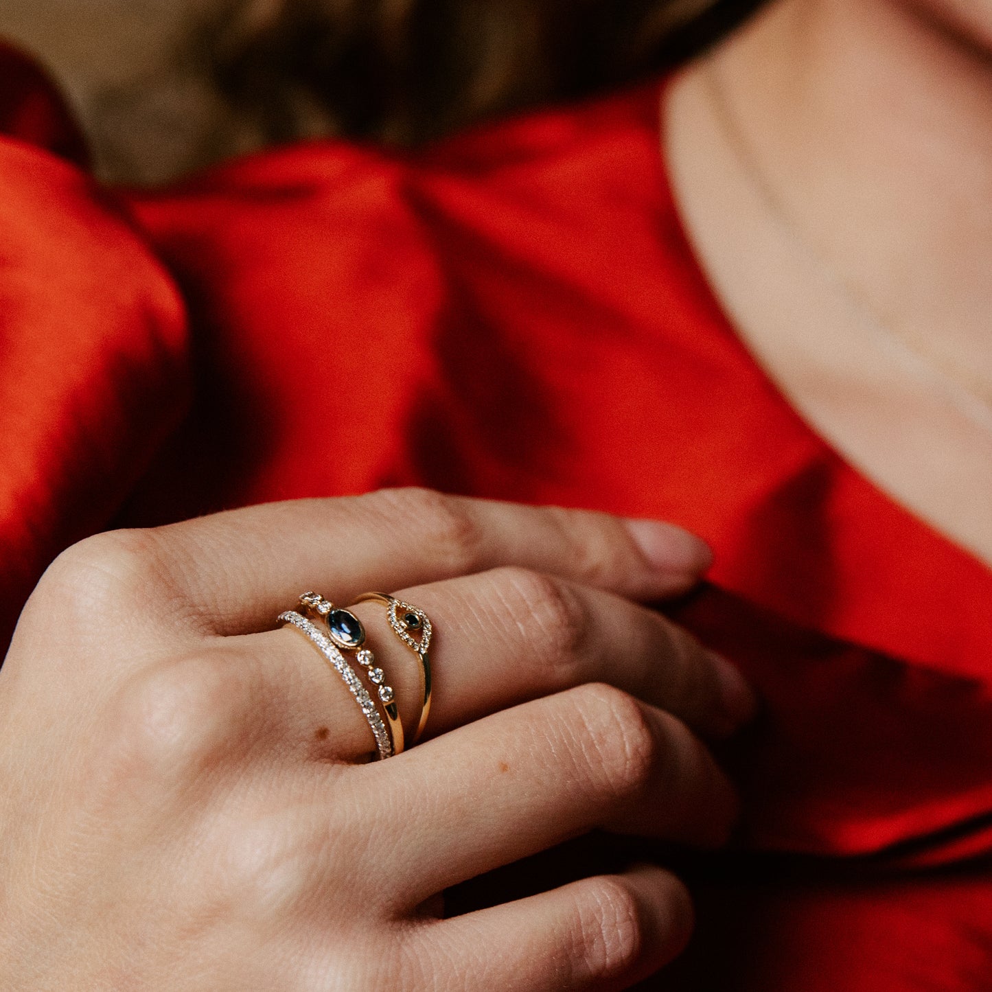 Sapphire & Diamond Stacking Rings from Alexandra Marks Jewelry