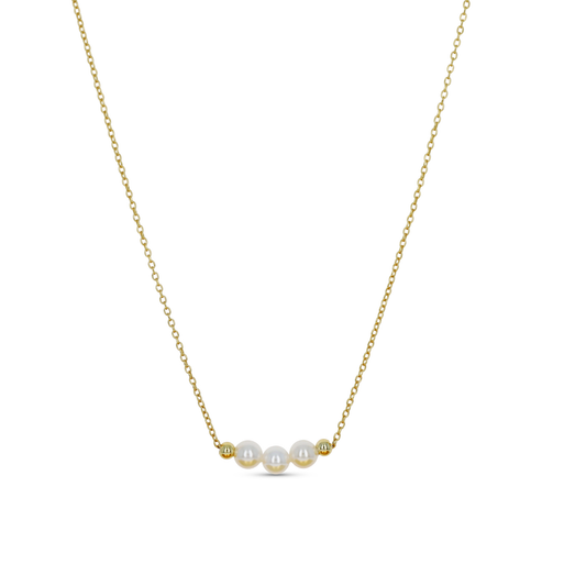 White Pearl Bar Necklace in Gold | Alexandra Marks Jewelry