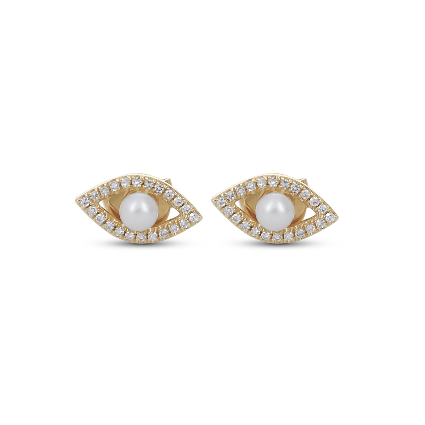 Simple White Pearl Evil Eye Earrings | Alexandra Marks Jewelry