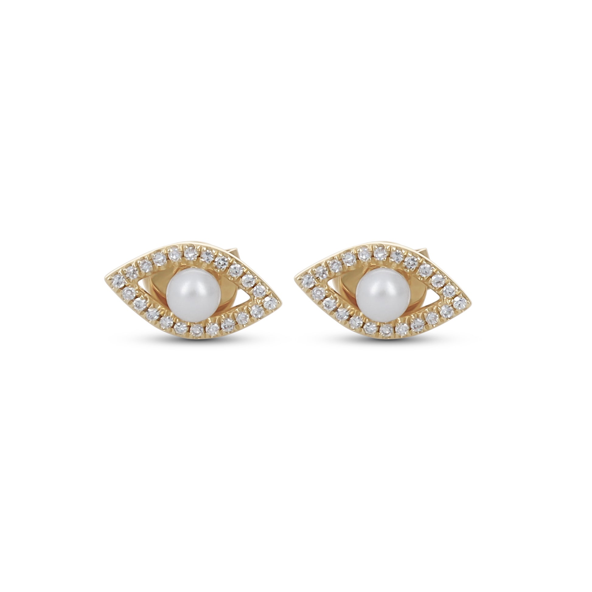 Simple White Pearl Evil Eye Earrings | Alexandra Marks Jewelry