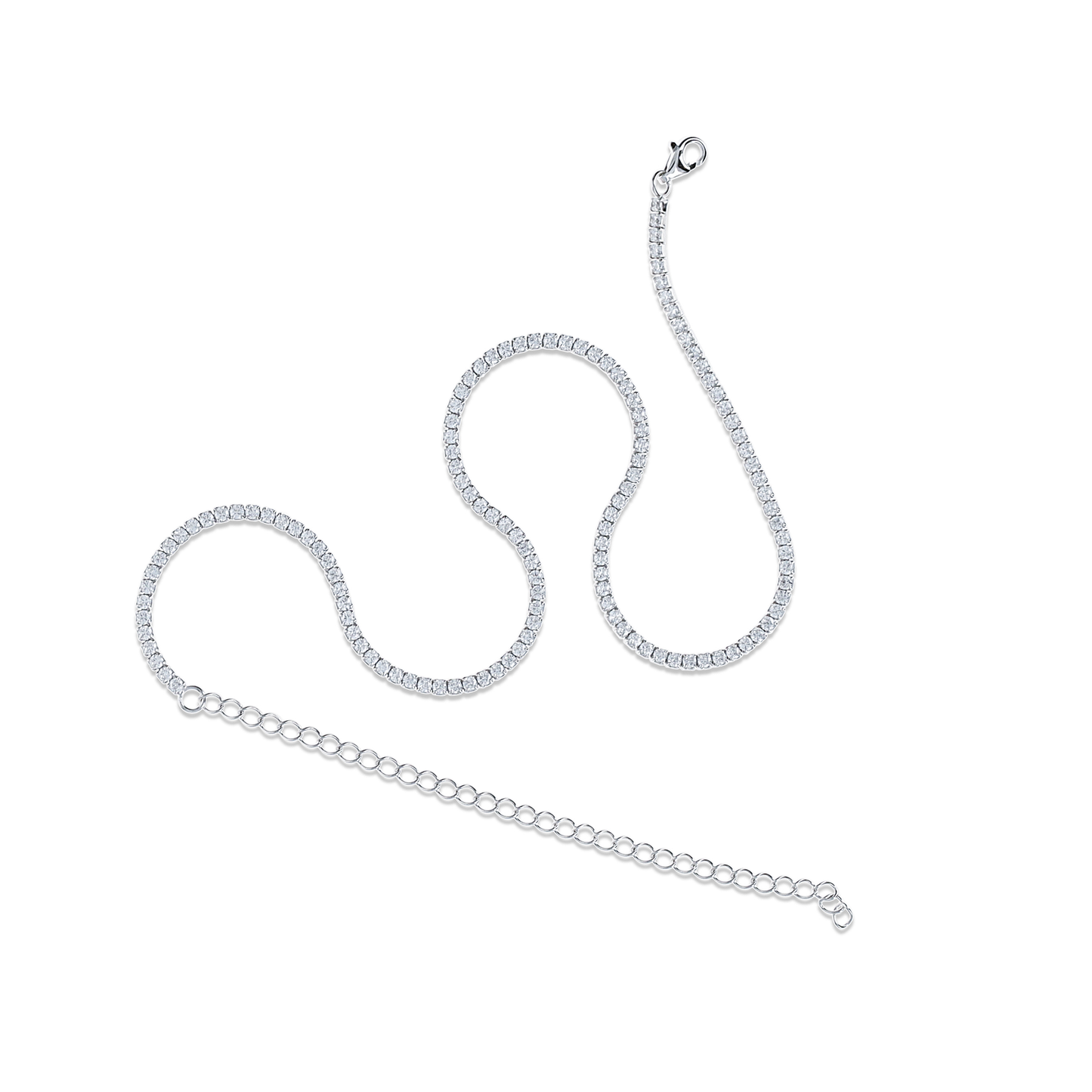 Minimalist Tennis CZ Necklace in Silver