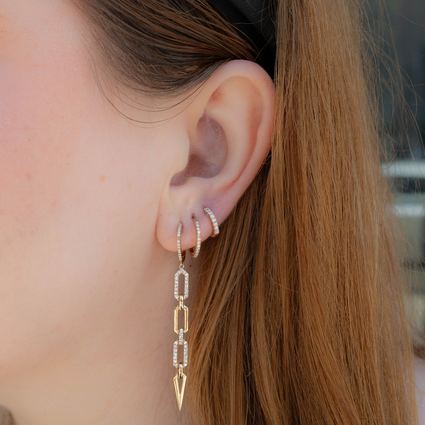 Geometric Diamond & Gold Statement Earrings