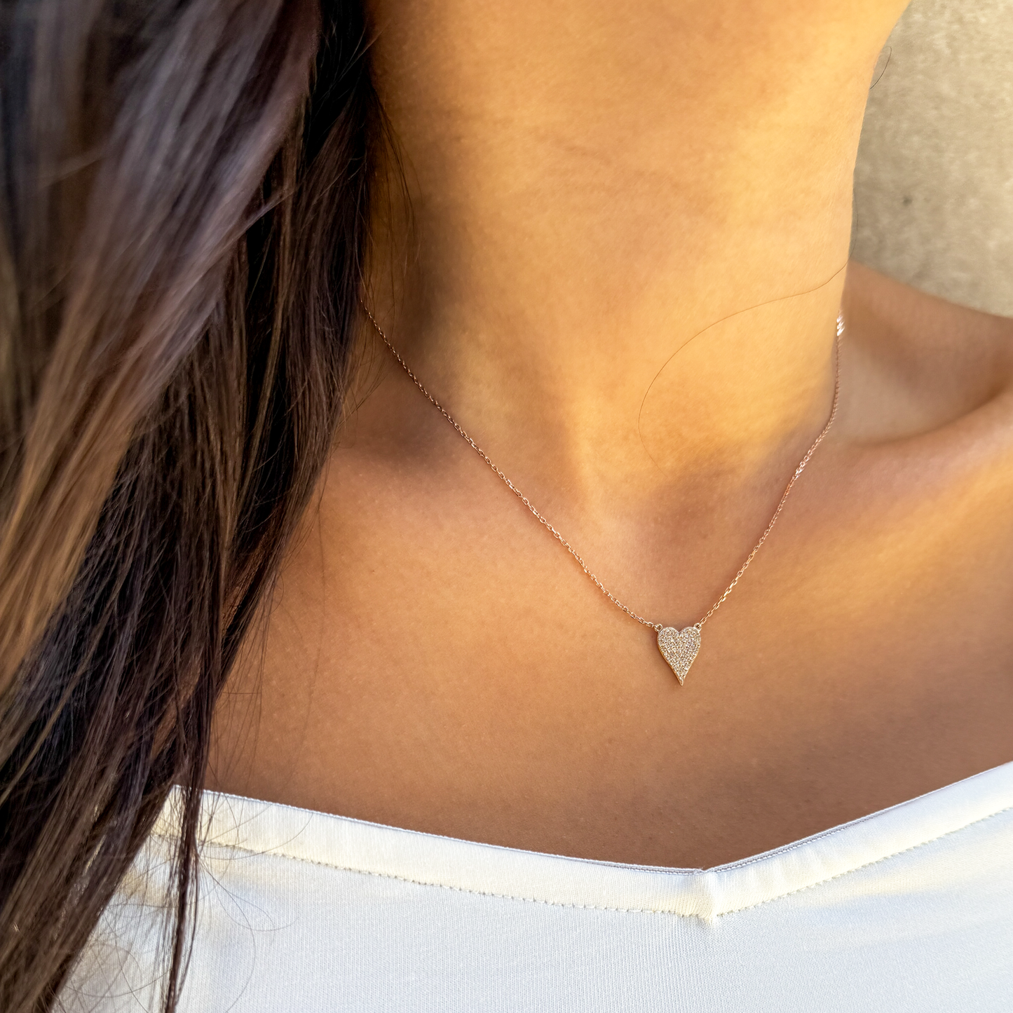 Heart Shaped Necklace in Rose Gold With Diamonds