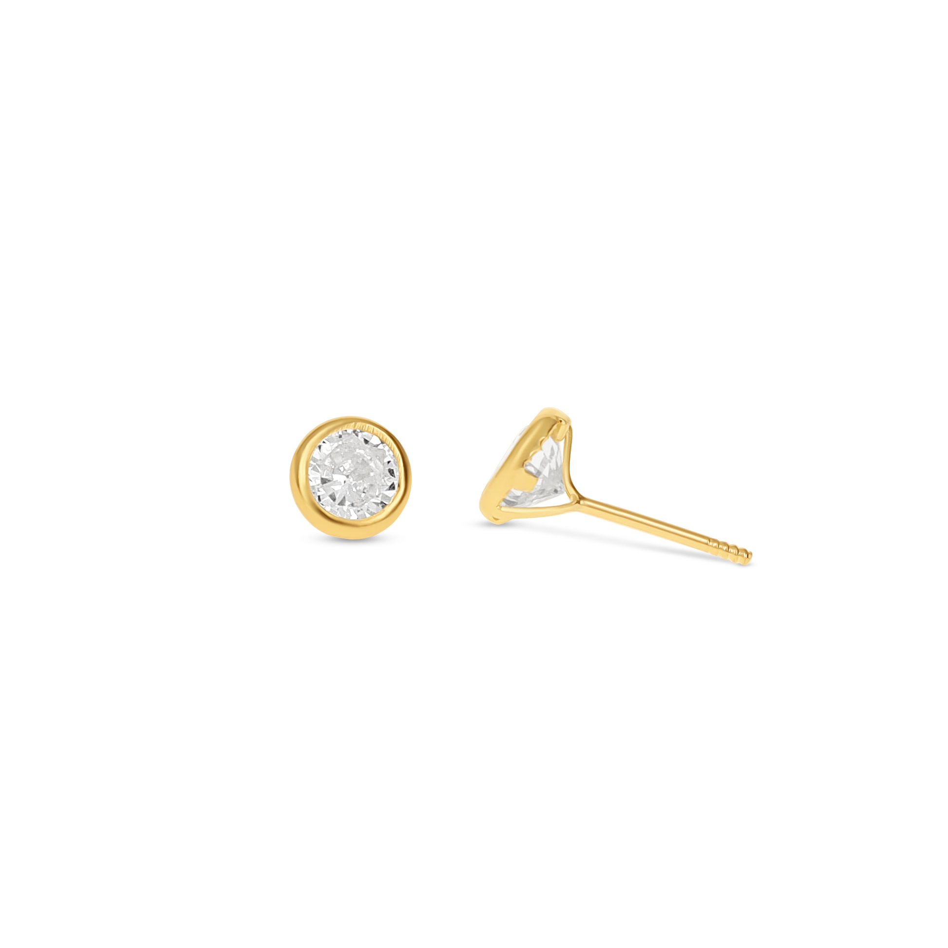 Simple CZ Stud Earrings in 14kt Yellow Gold