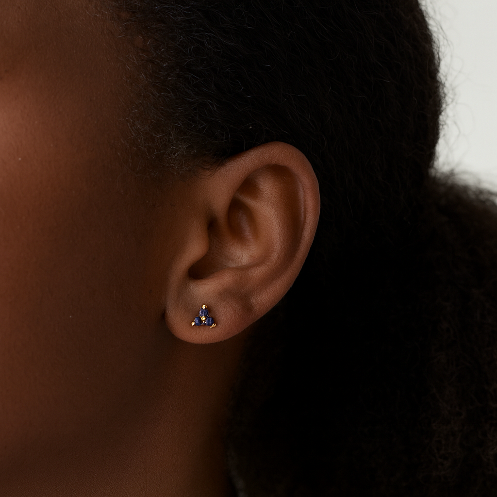 Sapphire Flower Stud Earrings