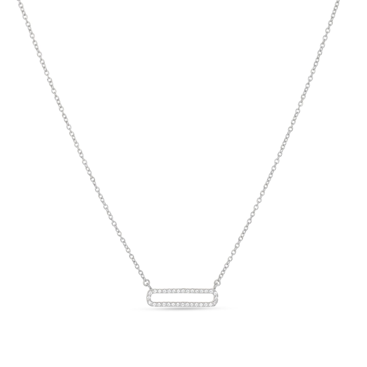 Silver Open Oval Bar Necklace | Alexandra marks Jewelry