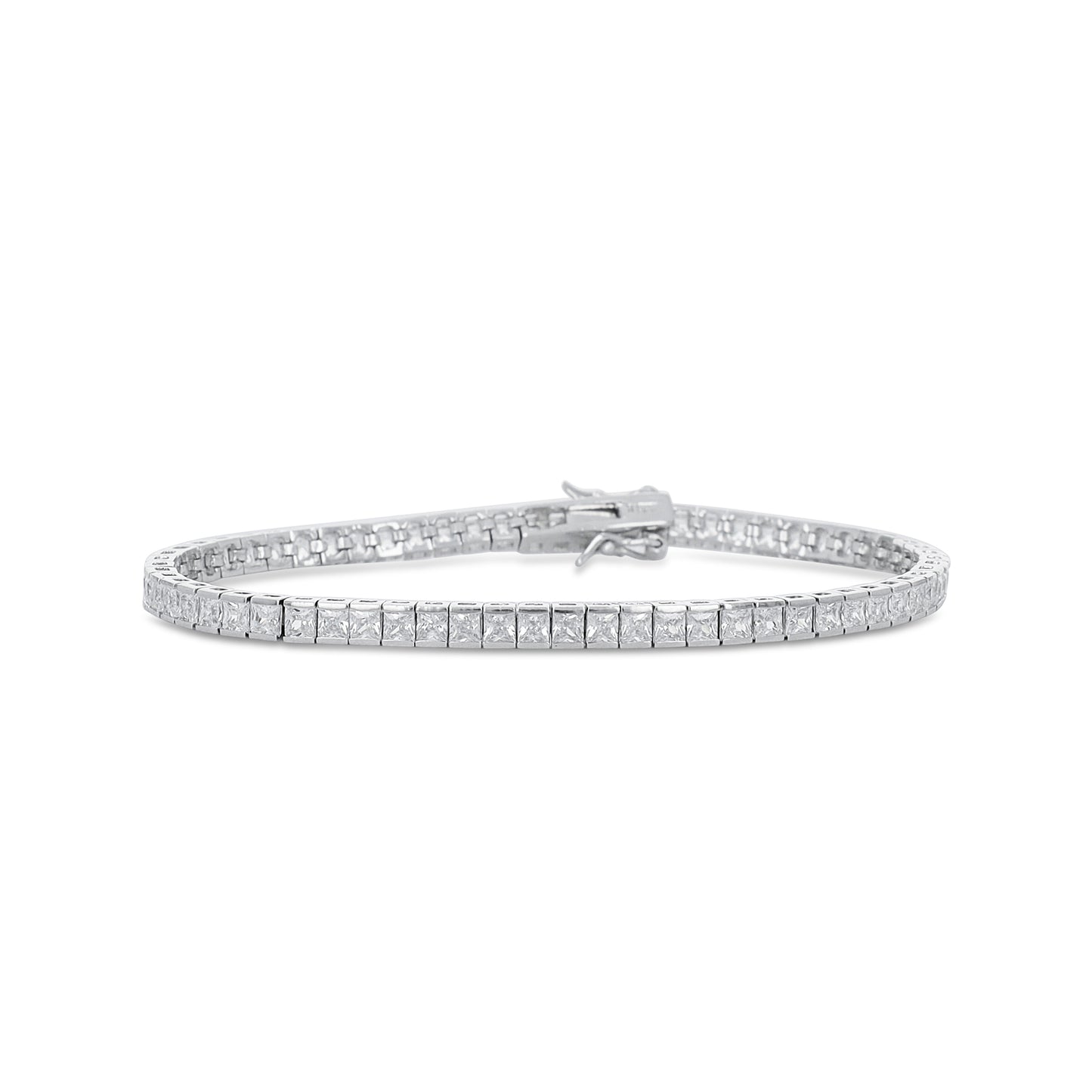 Square Diamond Silver Tennis Bracelet - Alexandra Marks