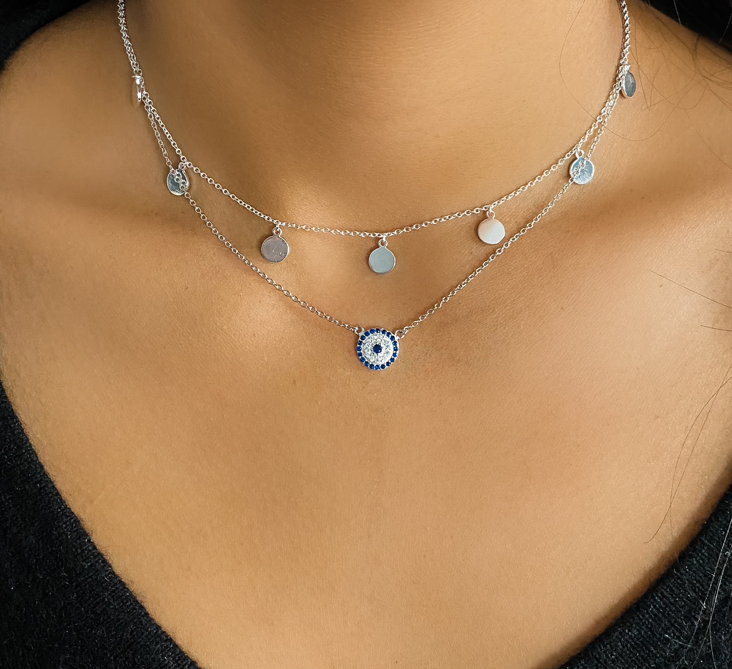 Simple Blue Evil Eye Necklace