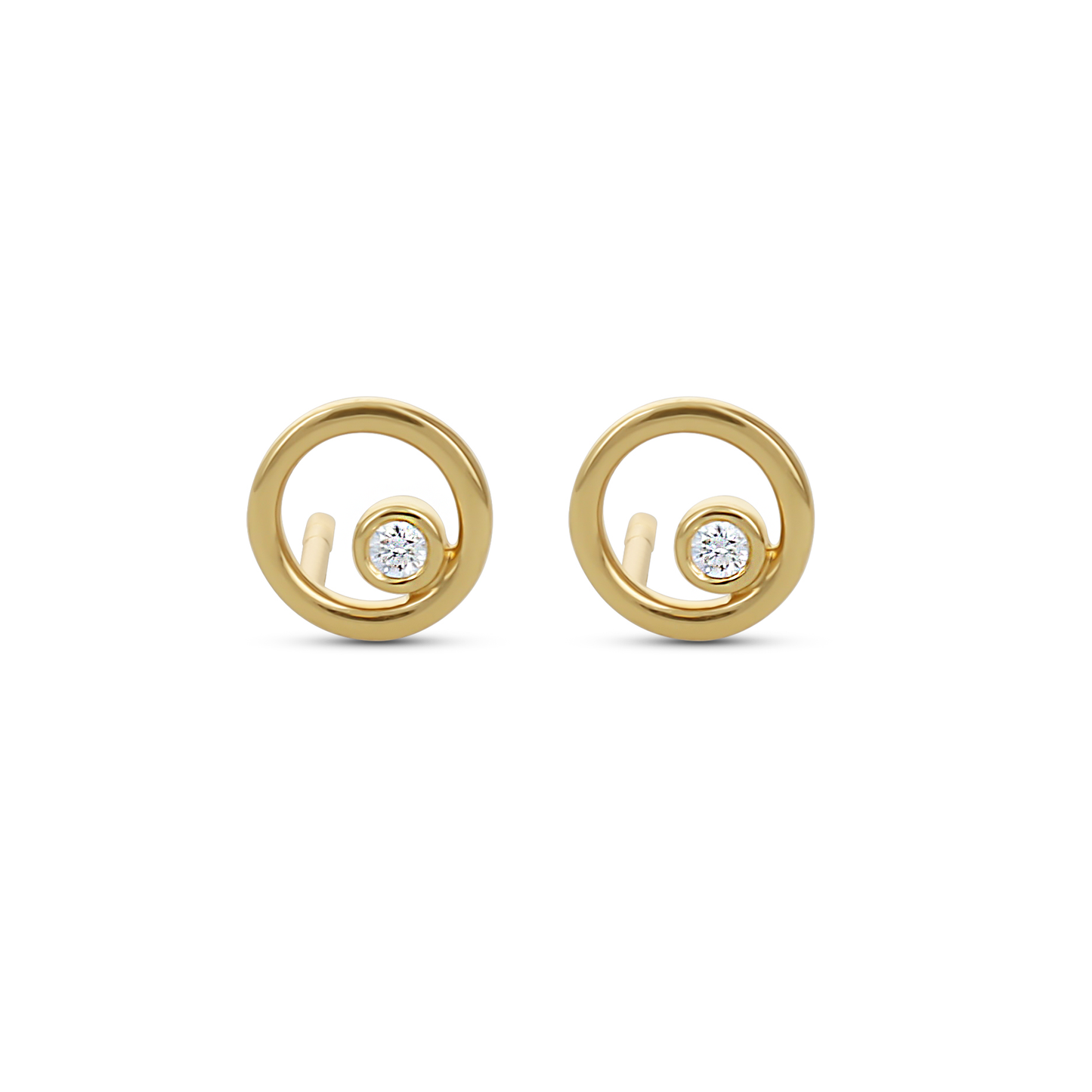 .11ctw Round Diamond Open Circle Earrings in 14k Gold