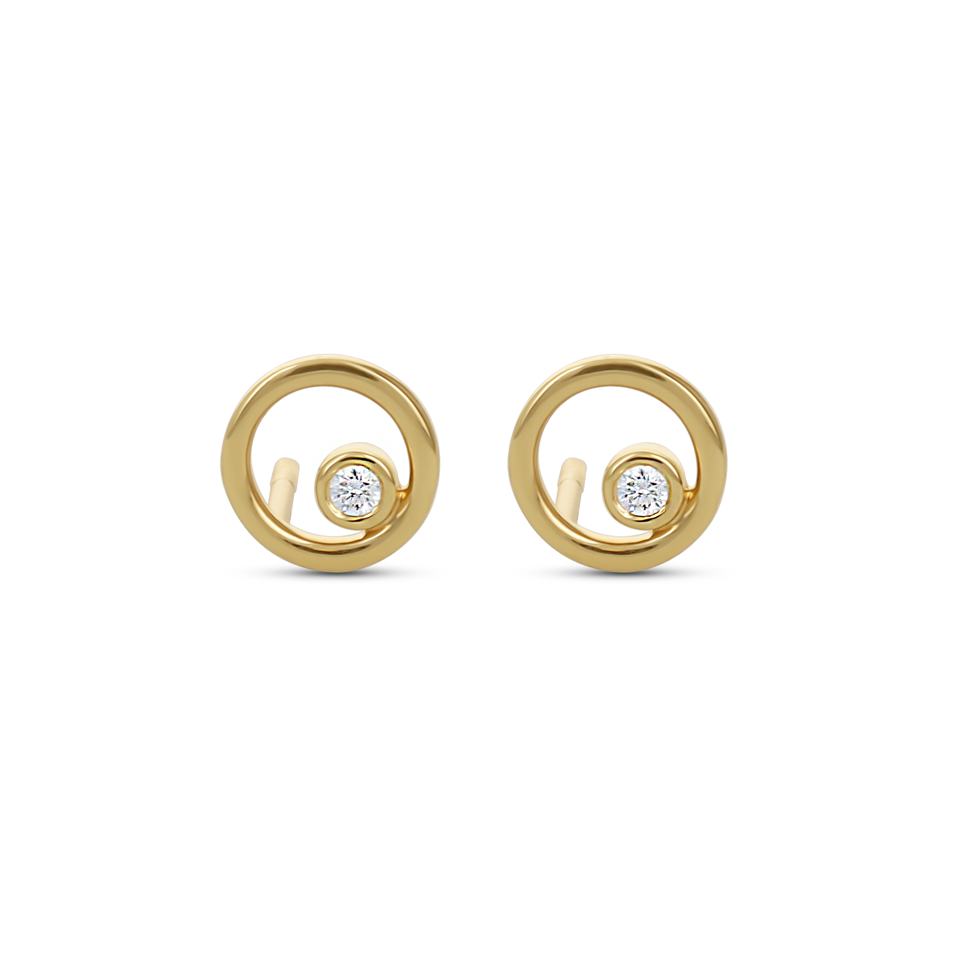 .11ctw Round Diamond Open Circle Earrings in 14k Gold