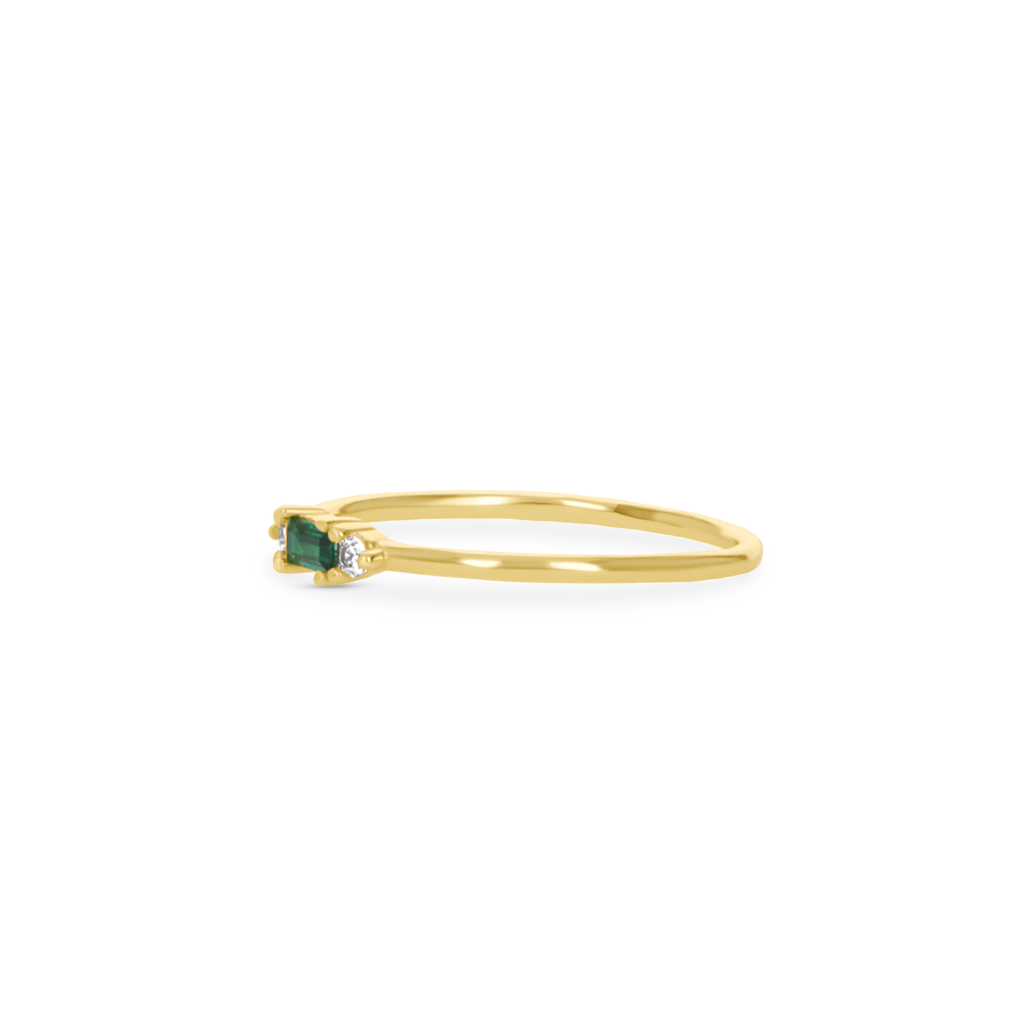 Mini Emerald Stacking Ring in Gold.
