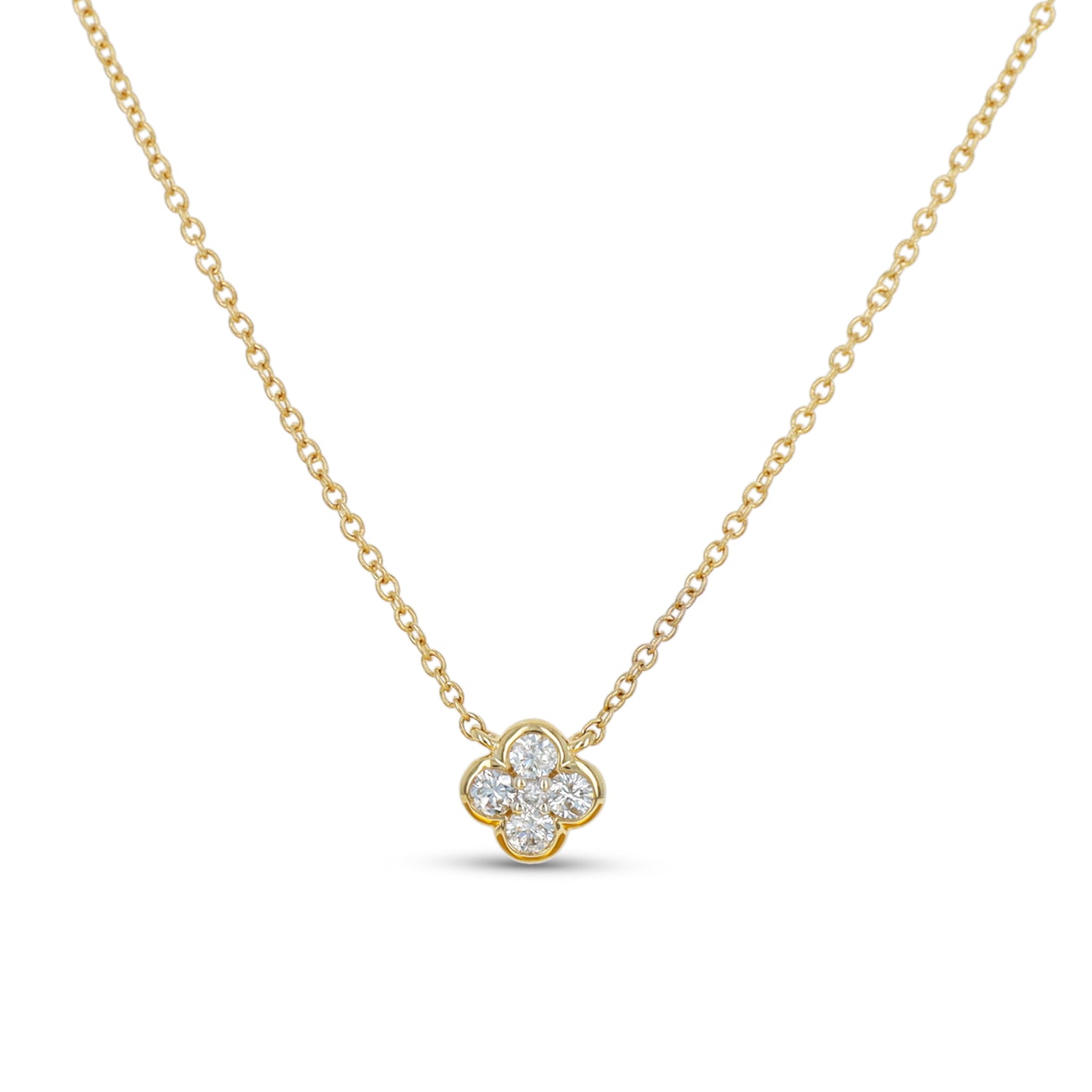 Dainty Diamond Clover Necklace in 14kt old
