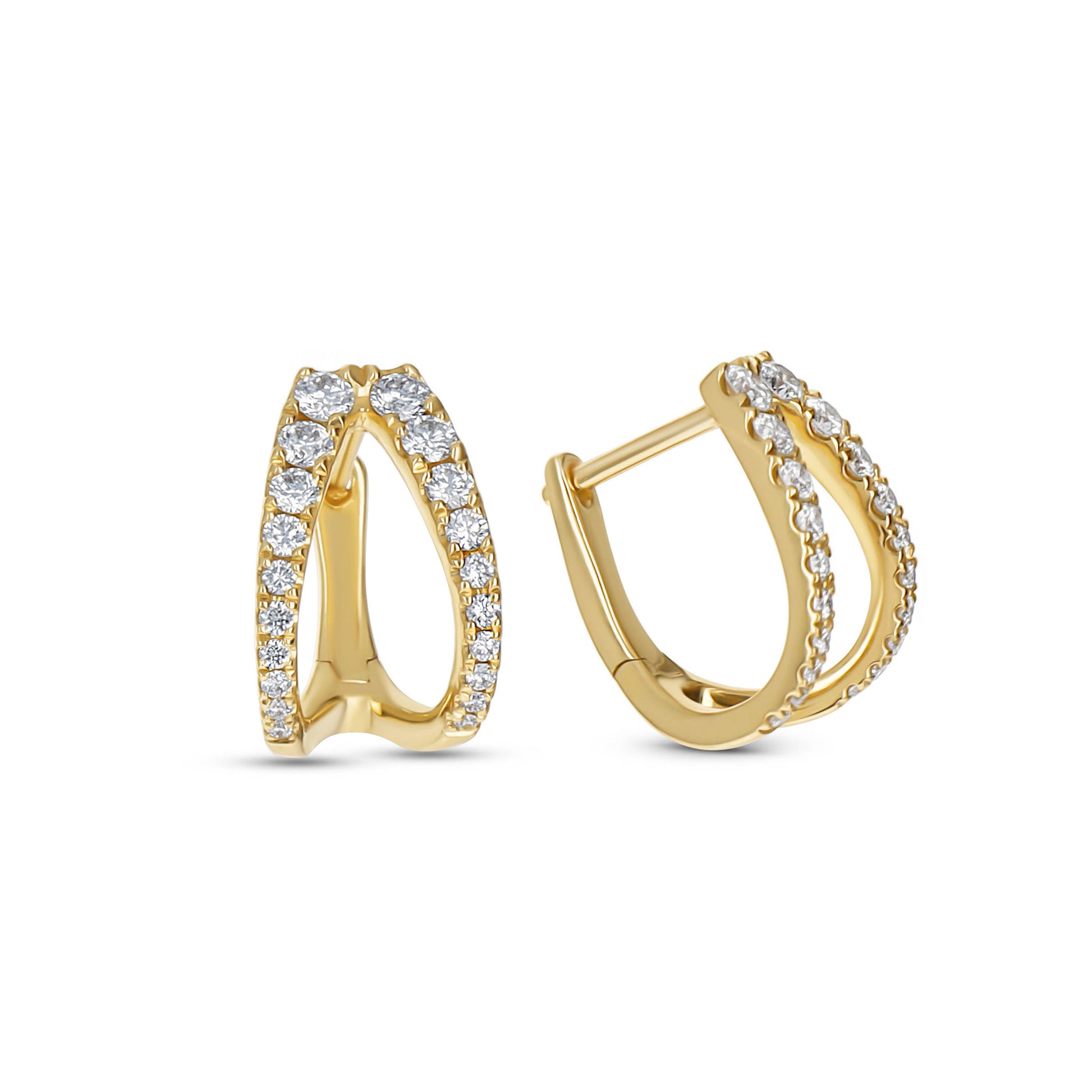 Double Row Diamond Huggie Hoops