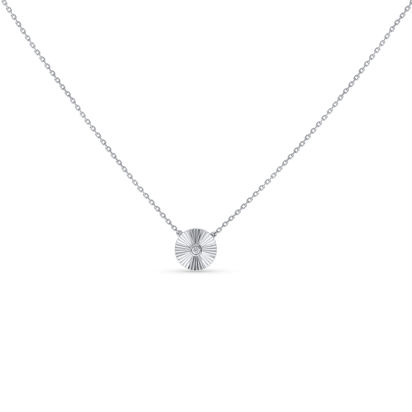 Diamond Circle Pendant Necklace in White Gold