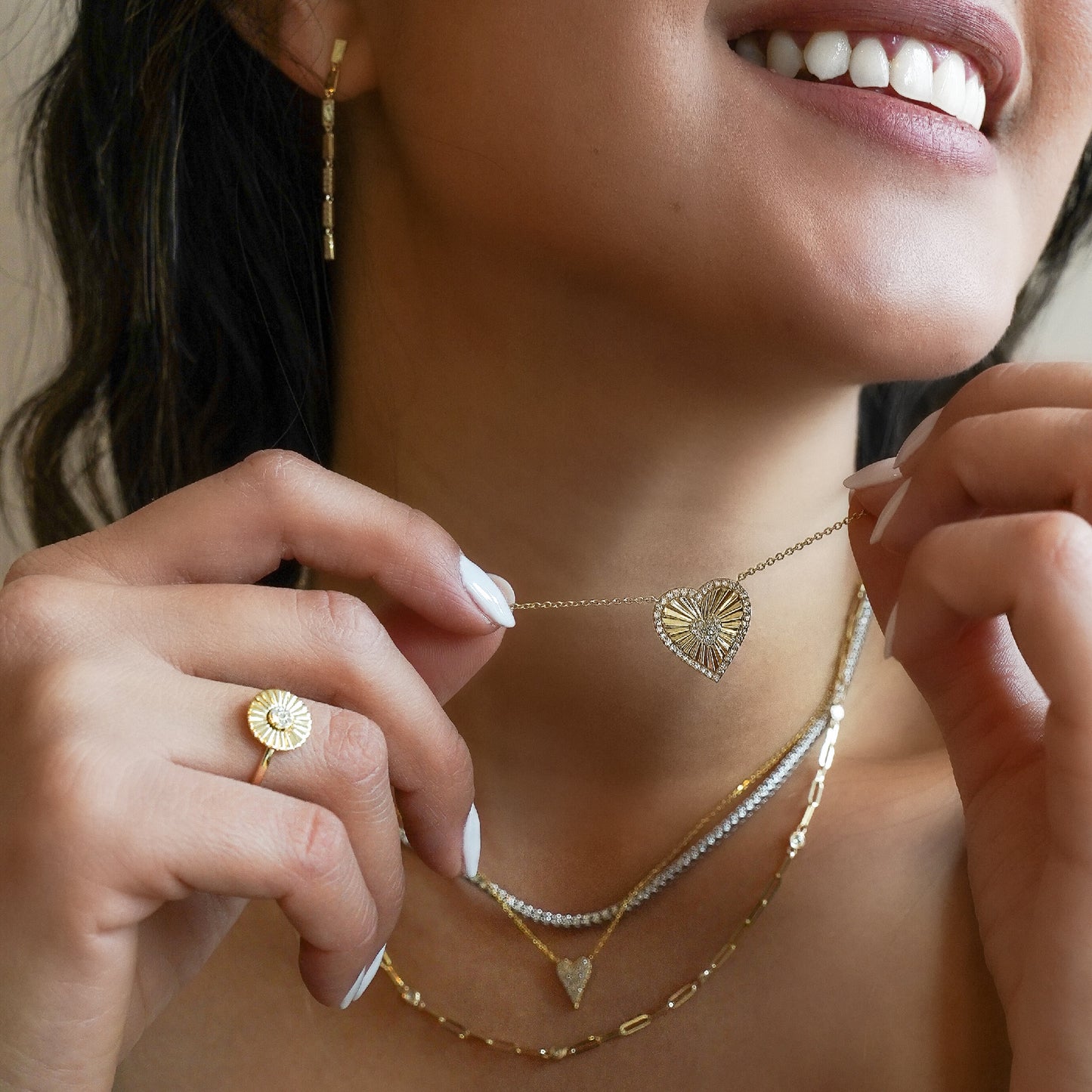 One-of-a-kind diamond sparkling heart necklace from Alexandra marks jewelry