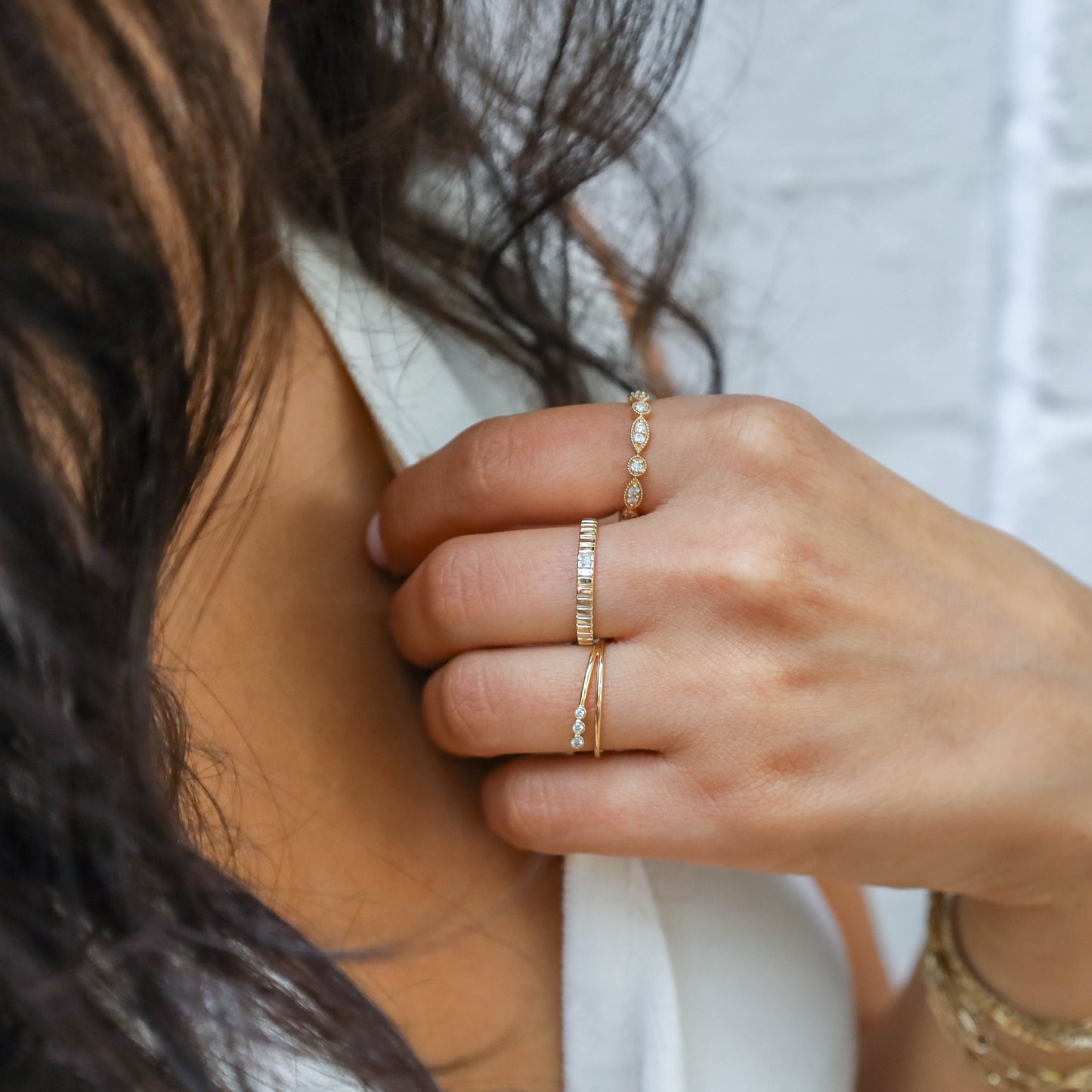 Dainty Diamond Ring Stack from Alexandra Marks Jewelry.