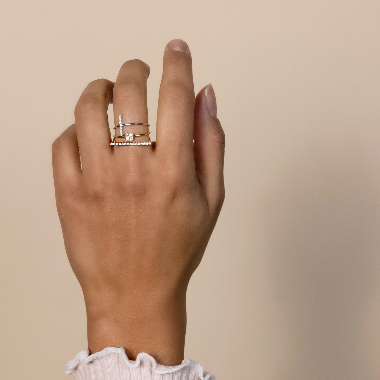 Thin Geometric Diamond Rings from Alexandra Marks Jewelry