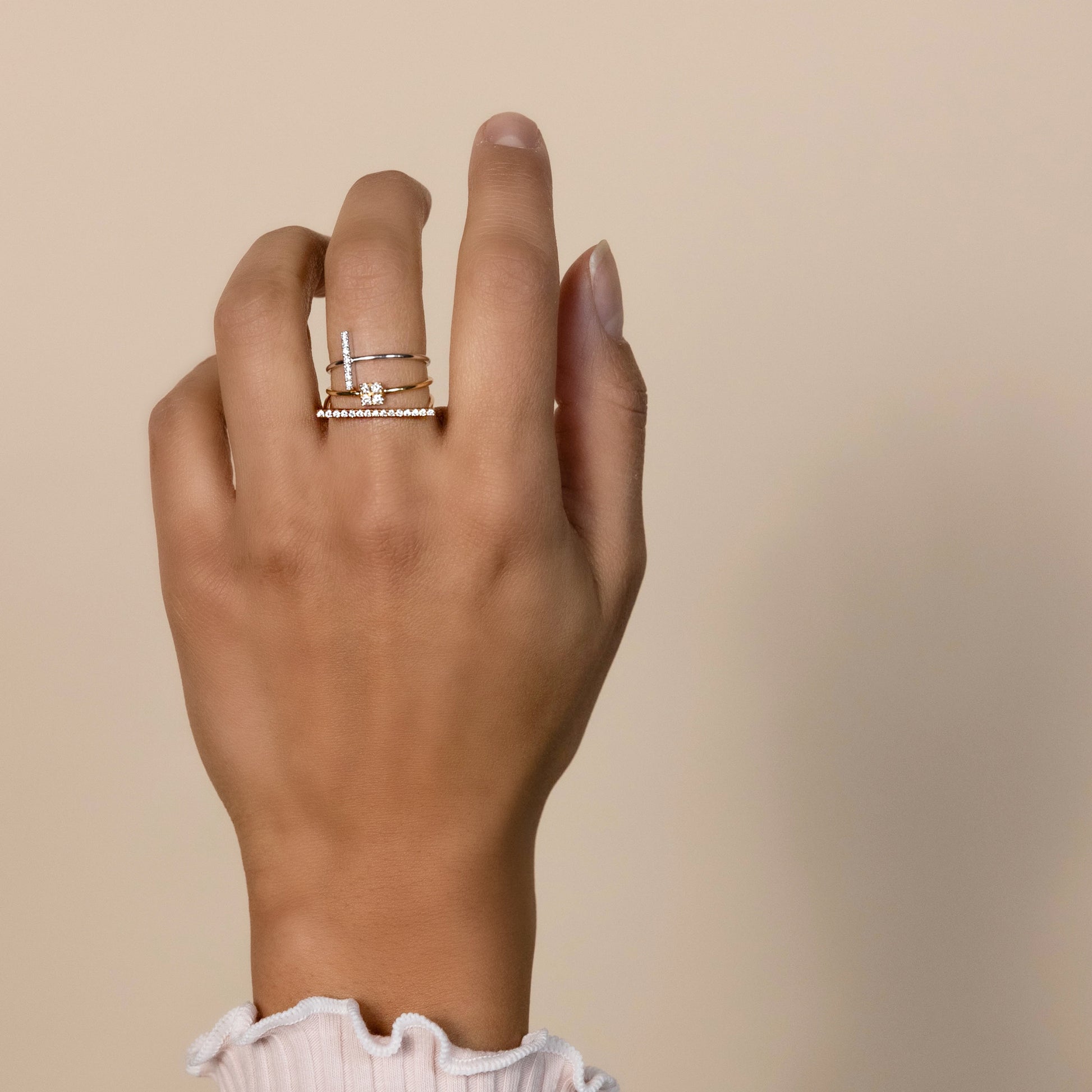 Thin Geometric Diamond Rings from Alexandra Marks Jewelry