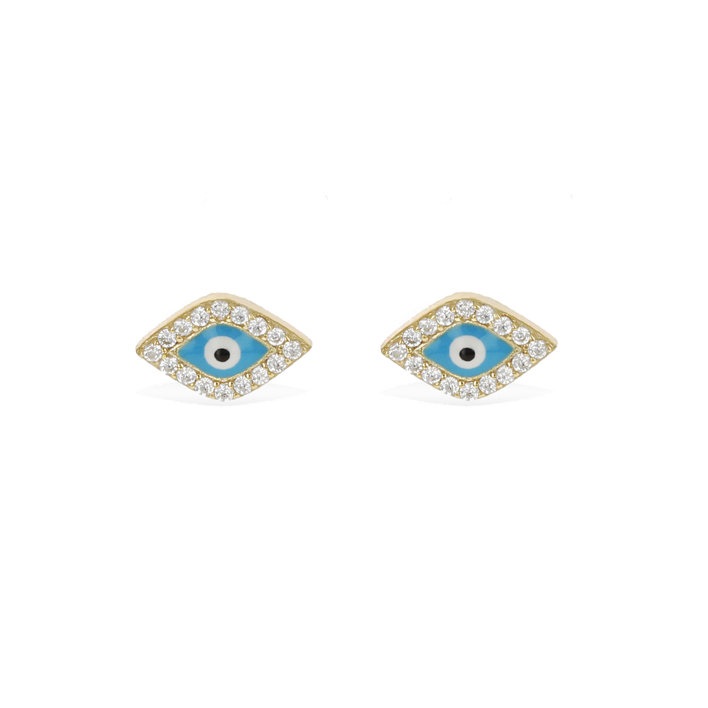 Small Turquoise Enamel Evil Eye Stud Earrings from Alexandra Marks Jewelry