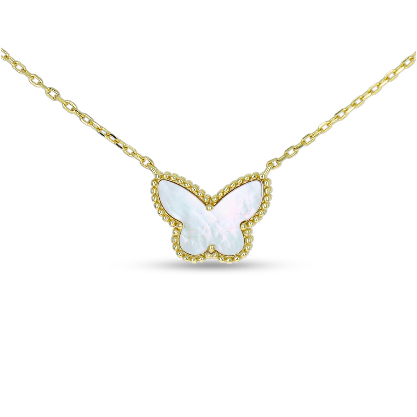 White Pearl Butterfly Necklace