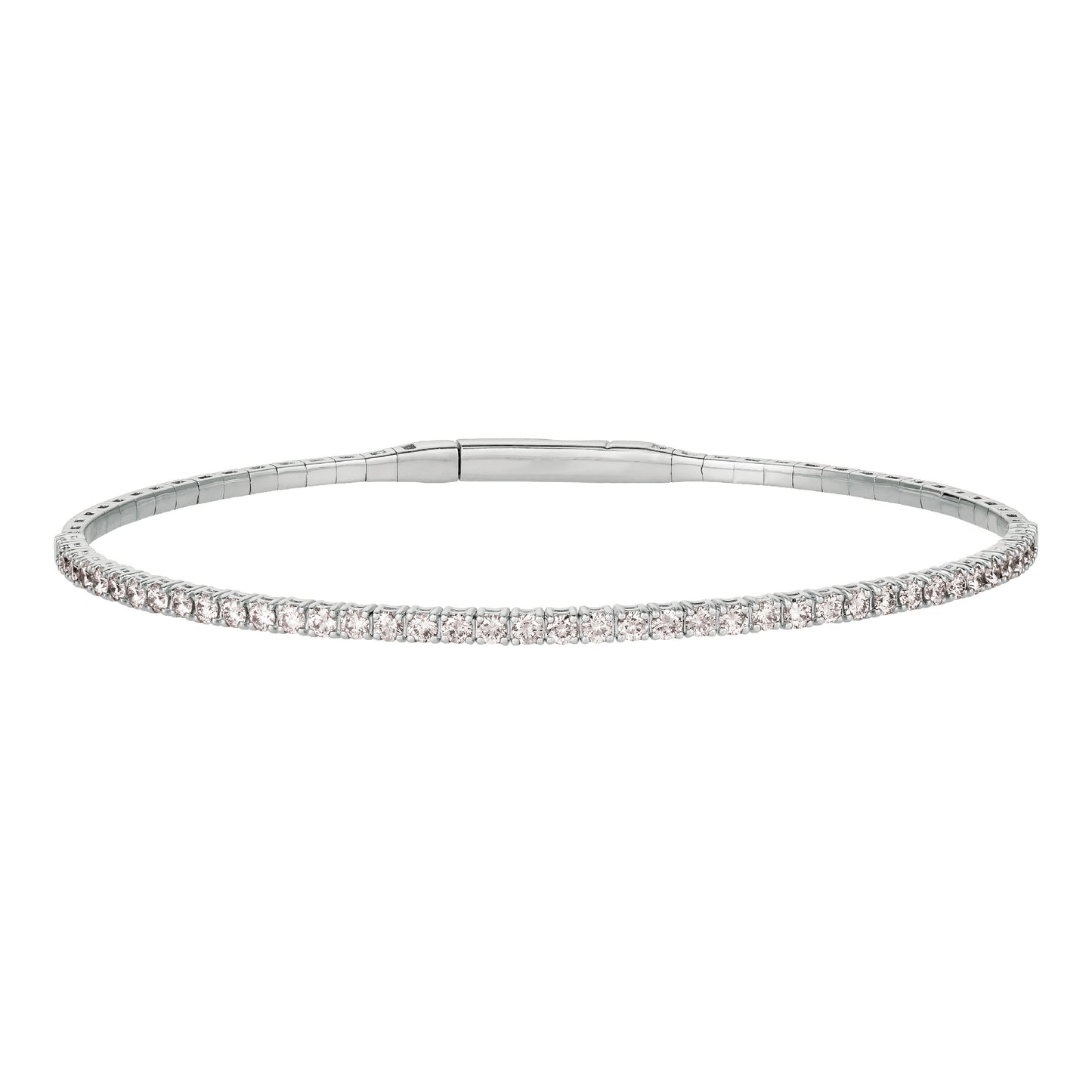 1 carat of diamonds set in 14k white gold tennis bangle bracelet from Alexandra marks jewelry