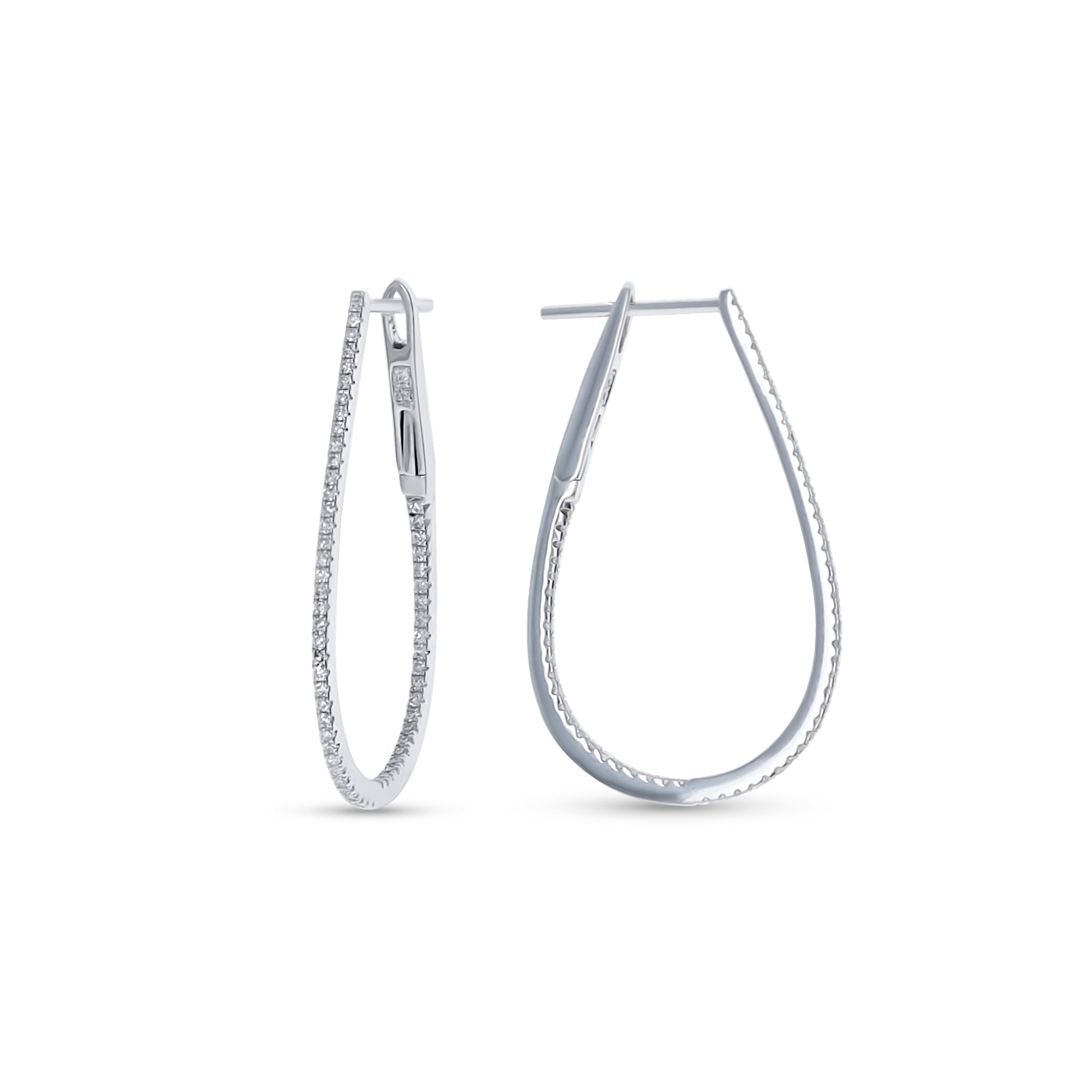 Oval Diamond Hoop Earrings in 14k White Gold from Alexandra Marks