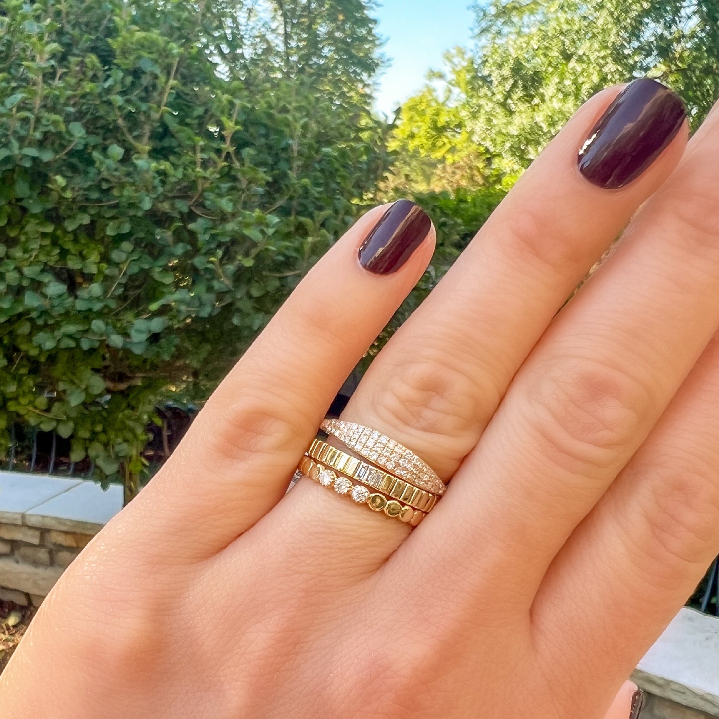 Pave' Diamond Curved Ring in 14k gold | Alexandra Marks jewelry