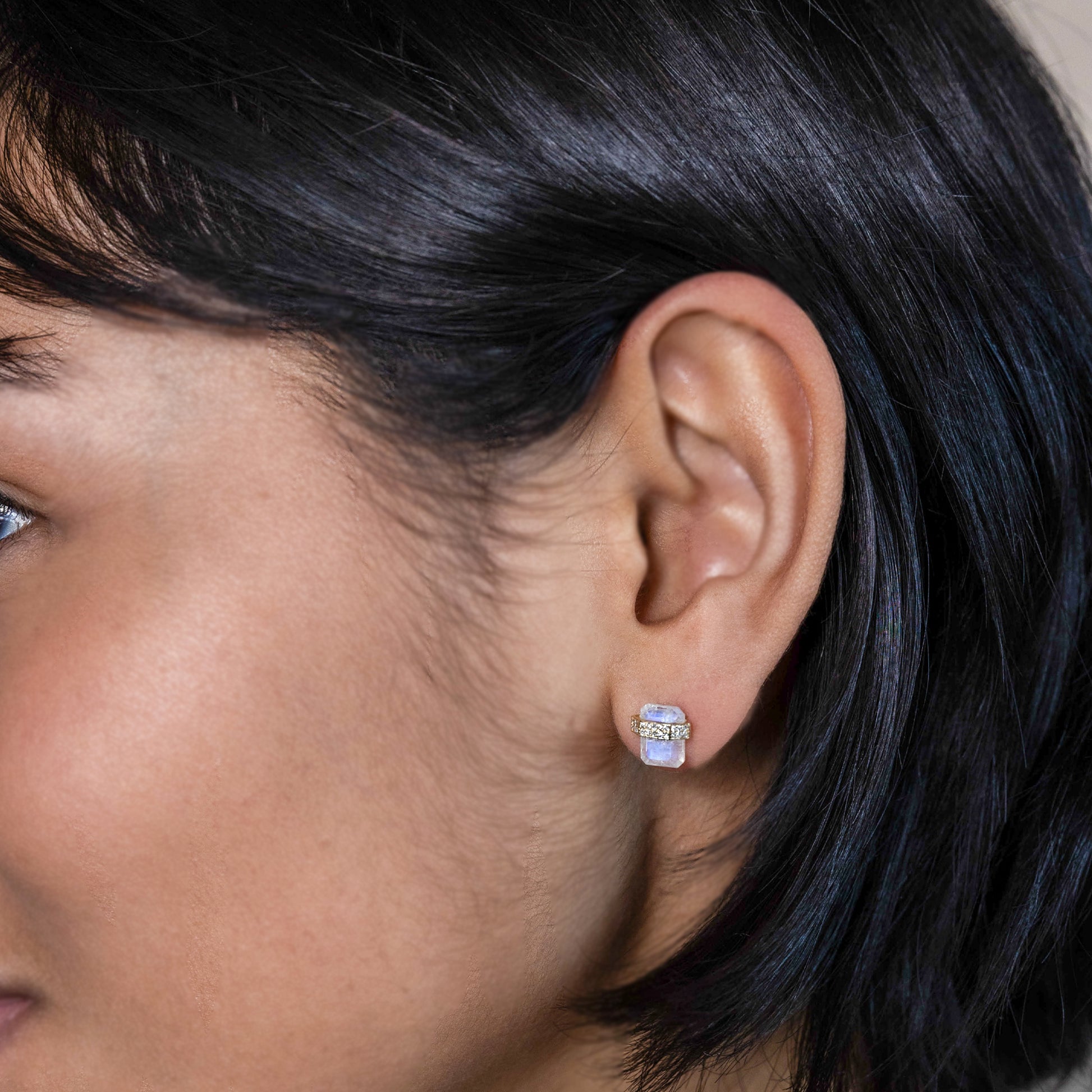 Moonstone Stud Earrings in Gold from Alexandra Marks Jewelry