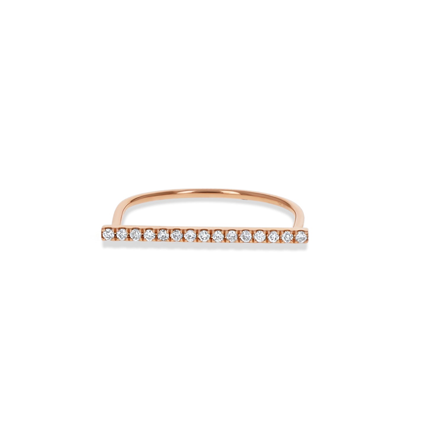 Thin Horizontal Diamond Bar Ring in 14kt Rose Gold from Alexandra Marks