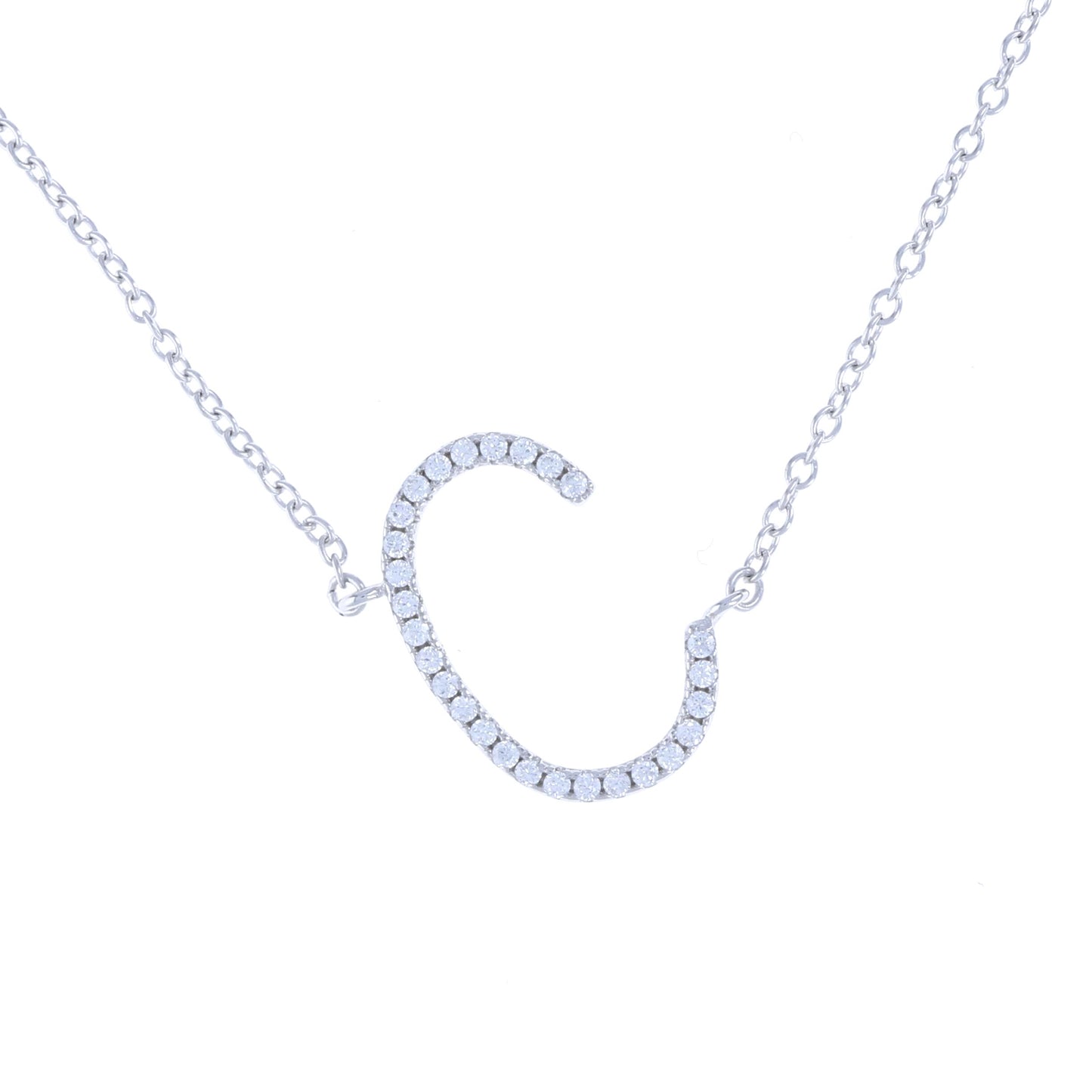 Silver & Cz Letter C initial necklace