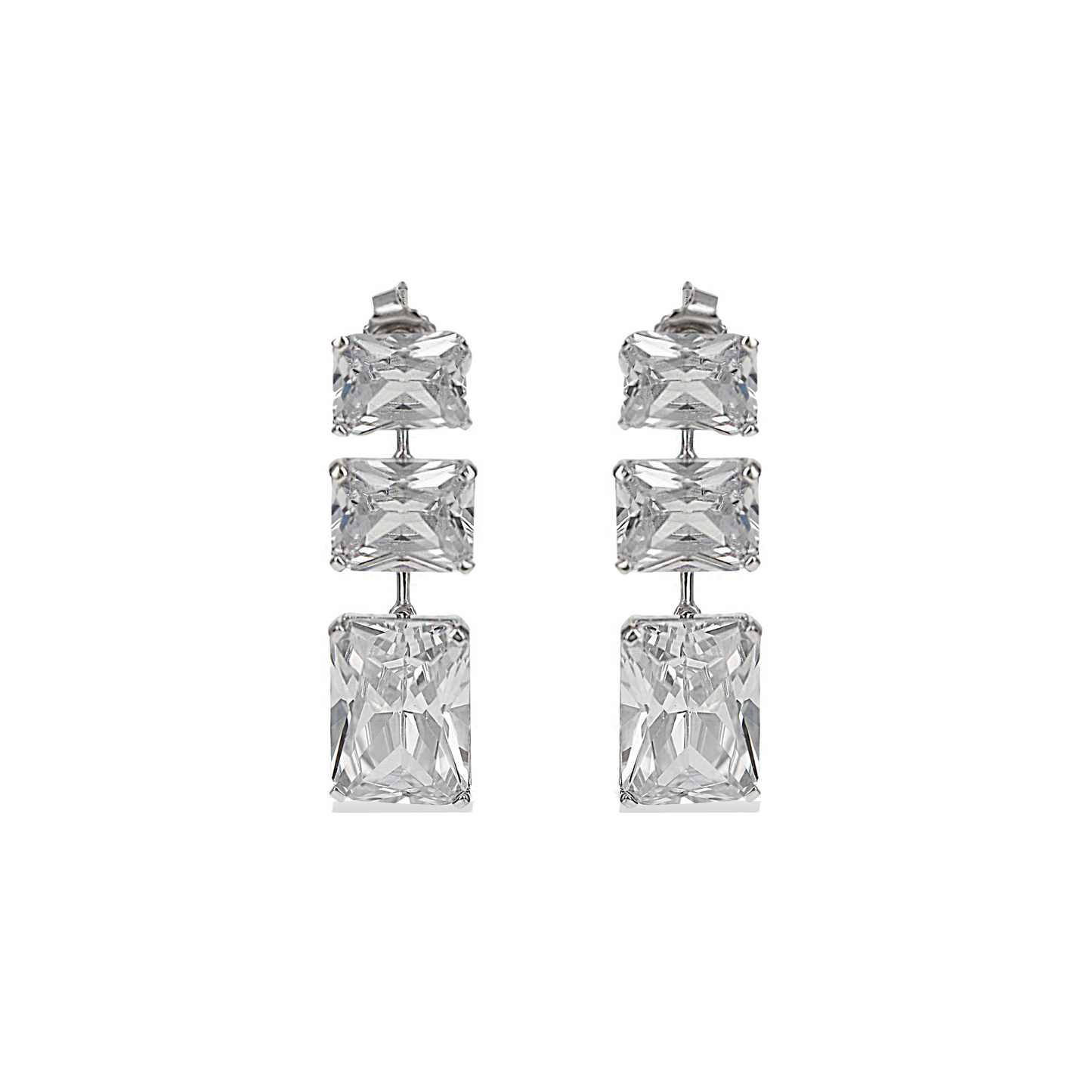 Graduated Cushion Cut CZ Bridal Drop Earrings | Alexandra Marks Jewelry