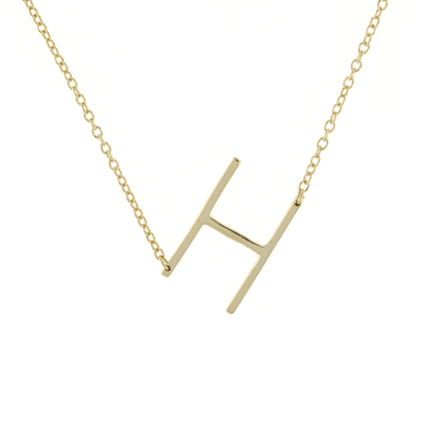 letter H gold initial necklace