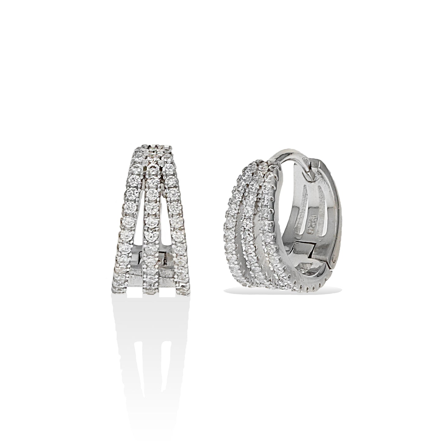 Pave' Cz Huggie Hoop Silver Earrings - Alexandra Marks Jewelry
