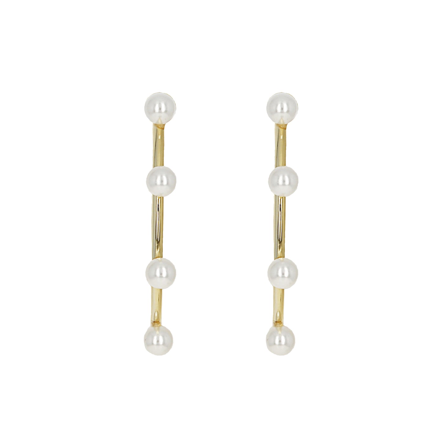White Pearls On Gold Hoop Earrings | Alexandra Marks Jewelry