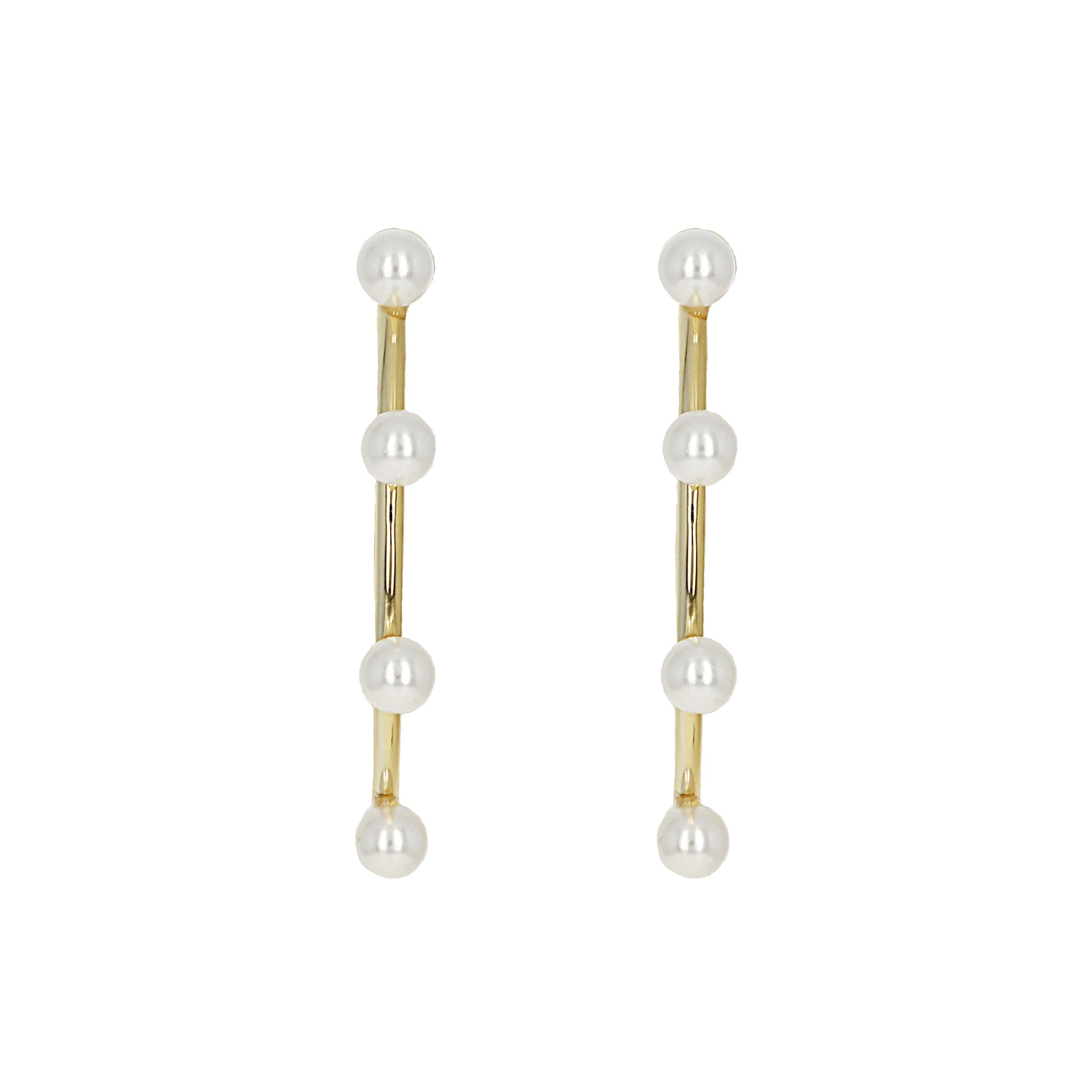 White Pearls On Gold Hoop Earrings | Alexandra Marks Jewelry
