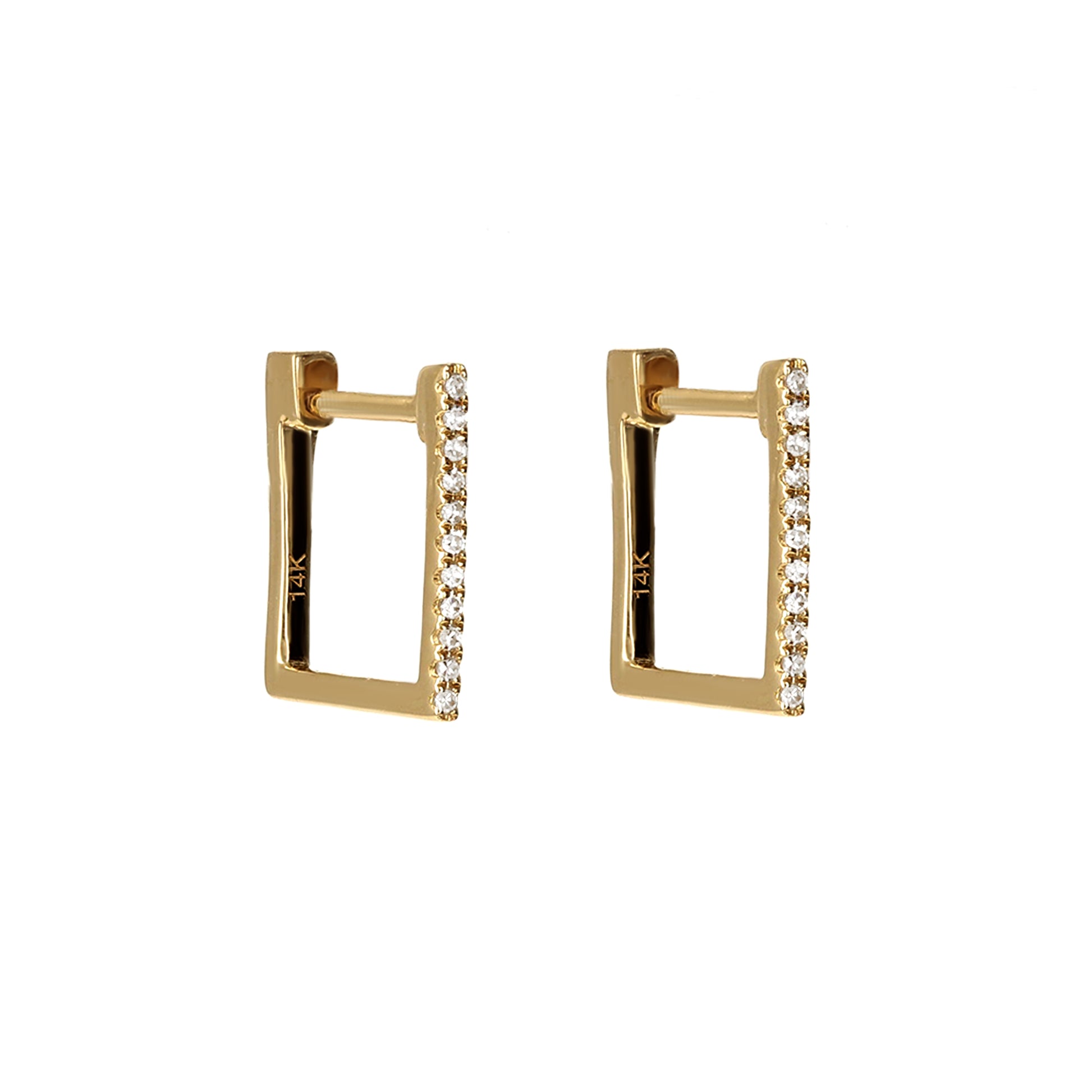 Square Shaped Diamond Huggie Hoop Earrings | Alexandra Marks Jewelry