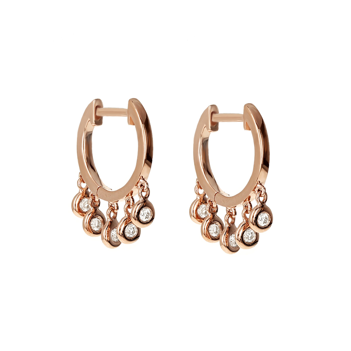 Interlinked Diamond Hoop Earrings on 14K Rose Gold