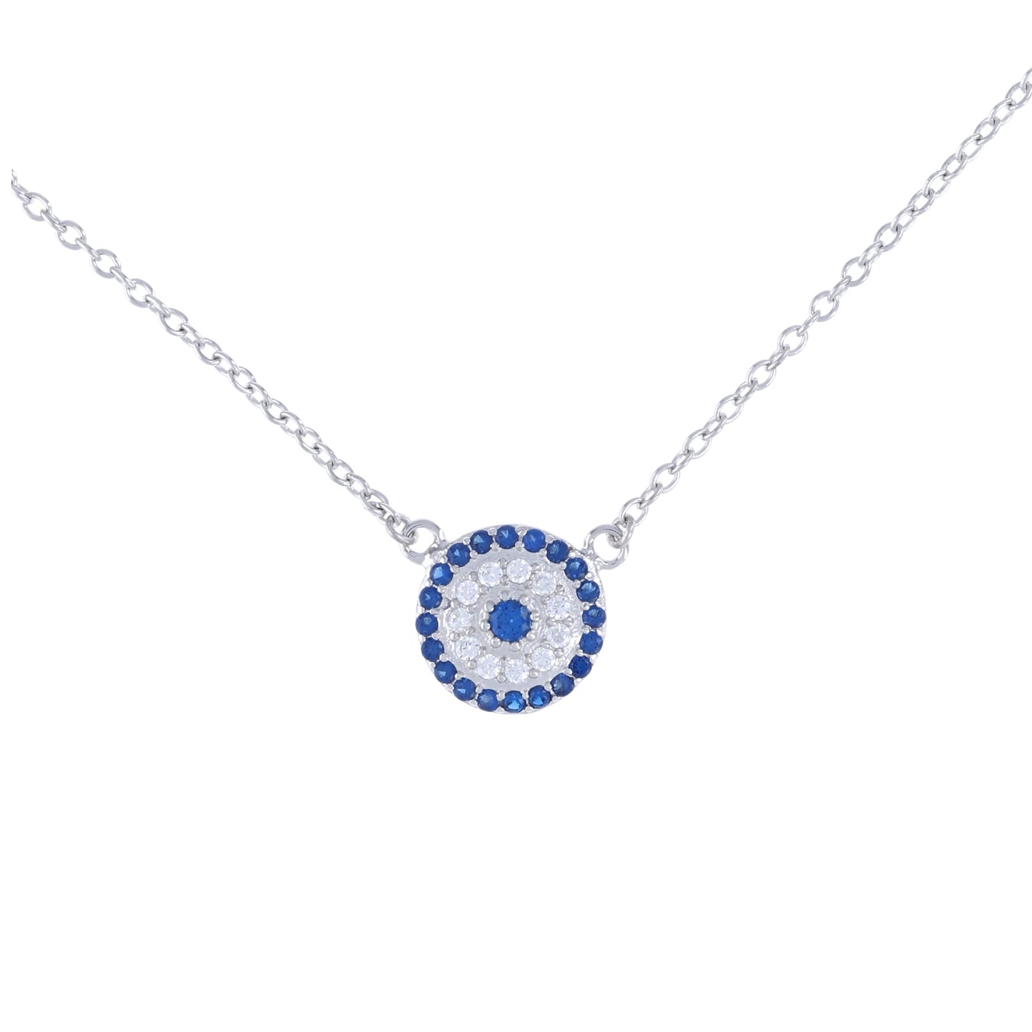 Sterling Silver Evil Eye Disc Necklace - Alexandra Marks Jewelry