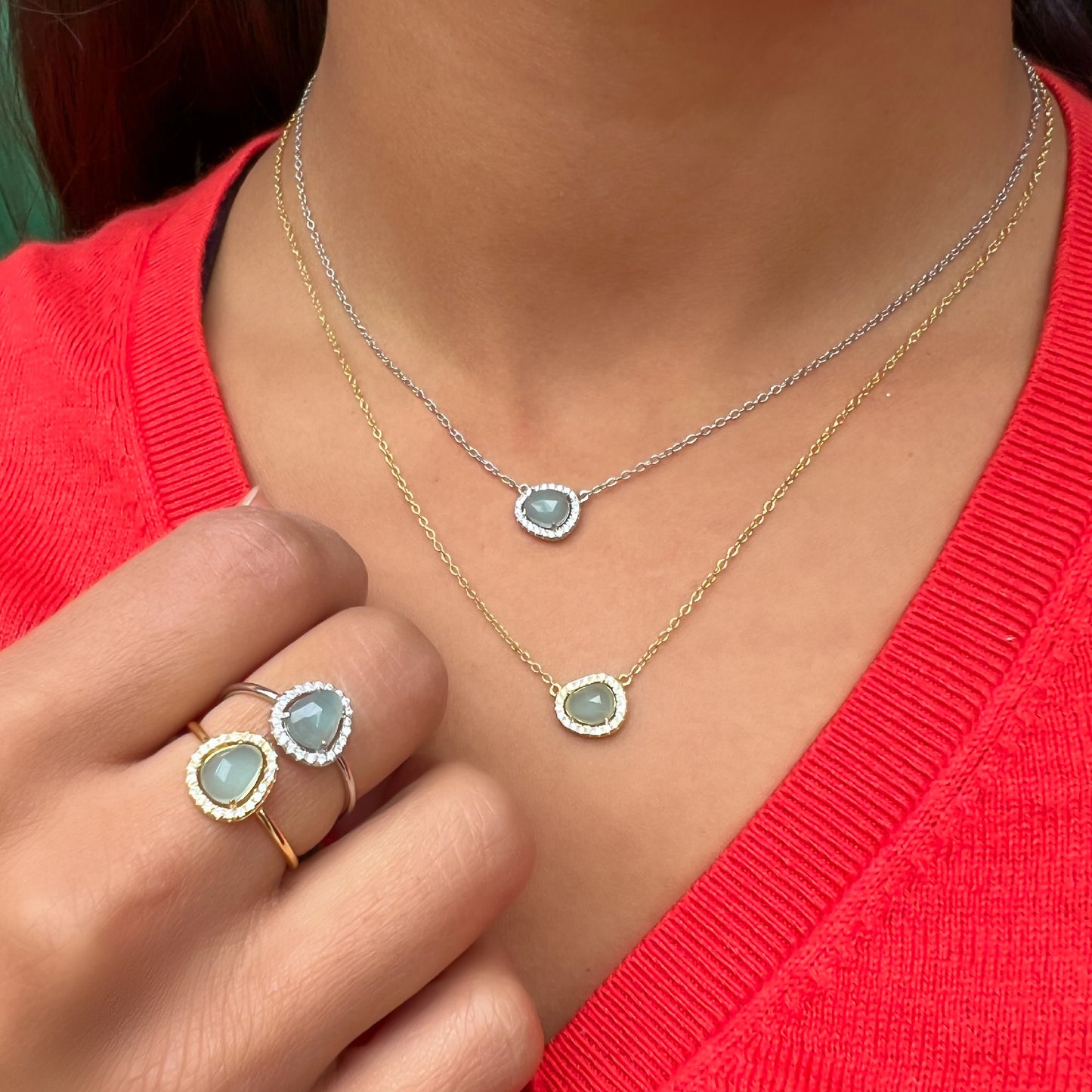 Silver & Gold Aquamarine Necklace from Alexandra Marks Jewelry