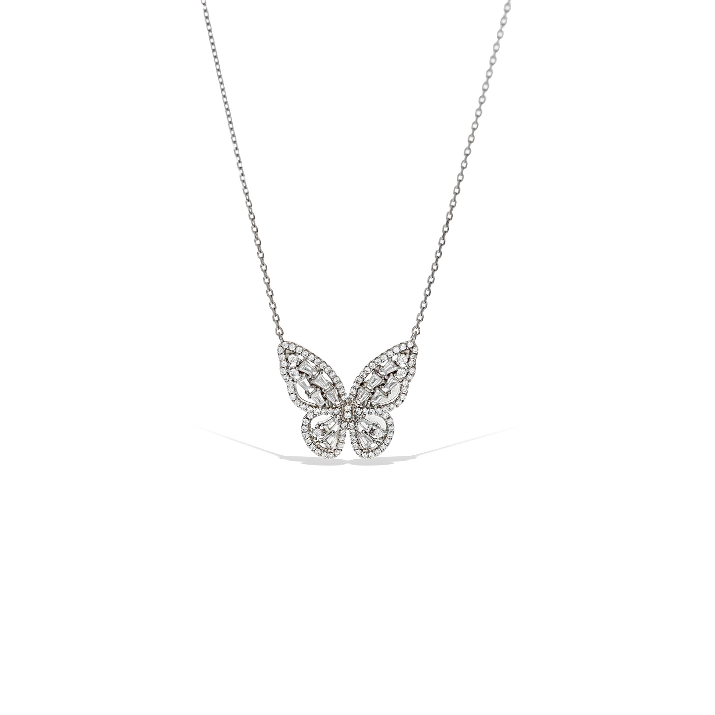 Alexandra Marks | Cubic Zirconia Butterfly Pendant Necklace in Sterling Silver