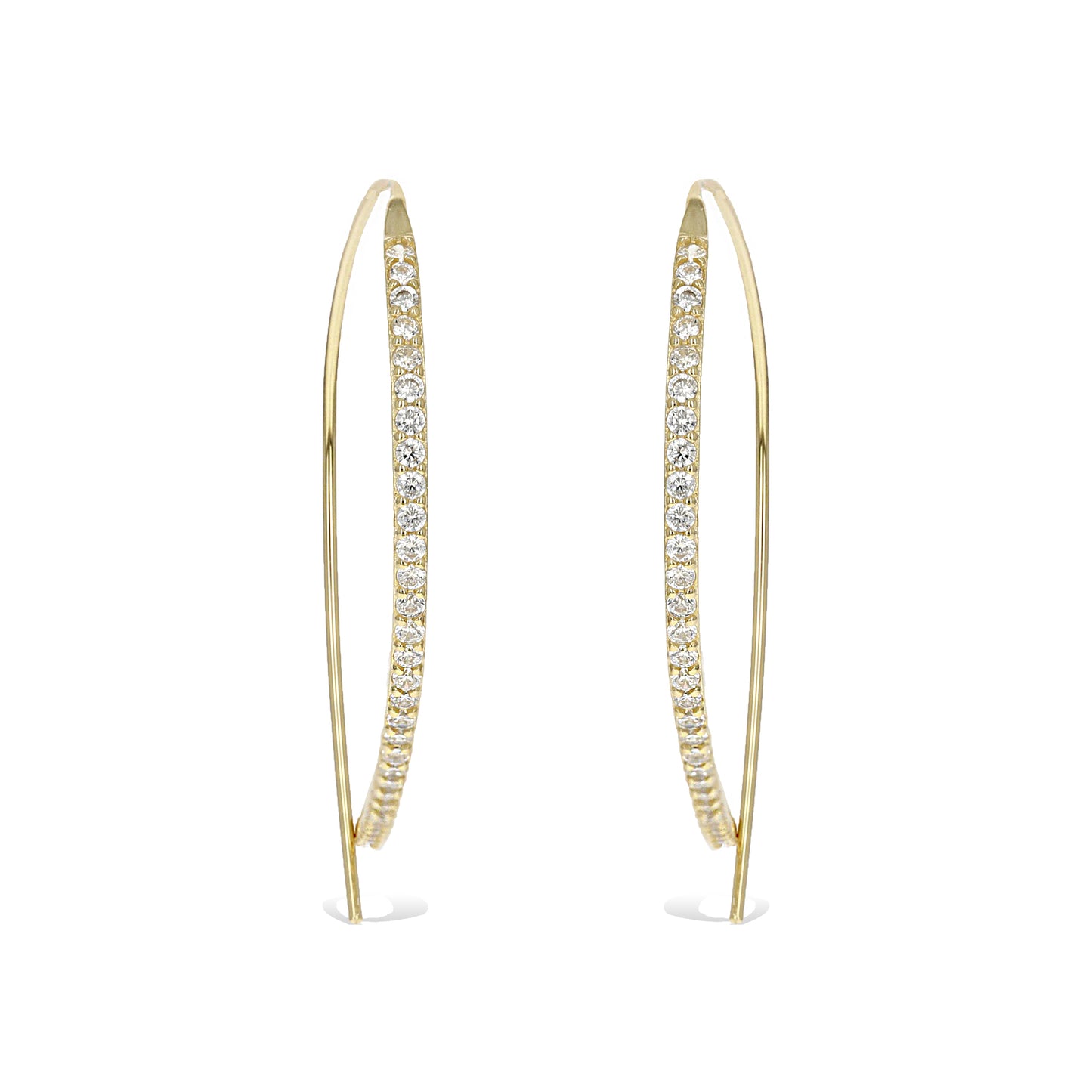 Pave' Cz Gold Thin Hoop Earrings - Alexandra Marks Jewelry